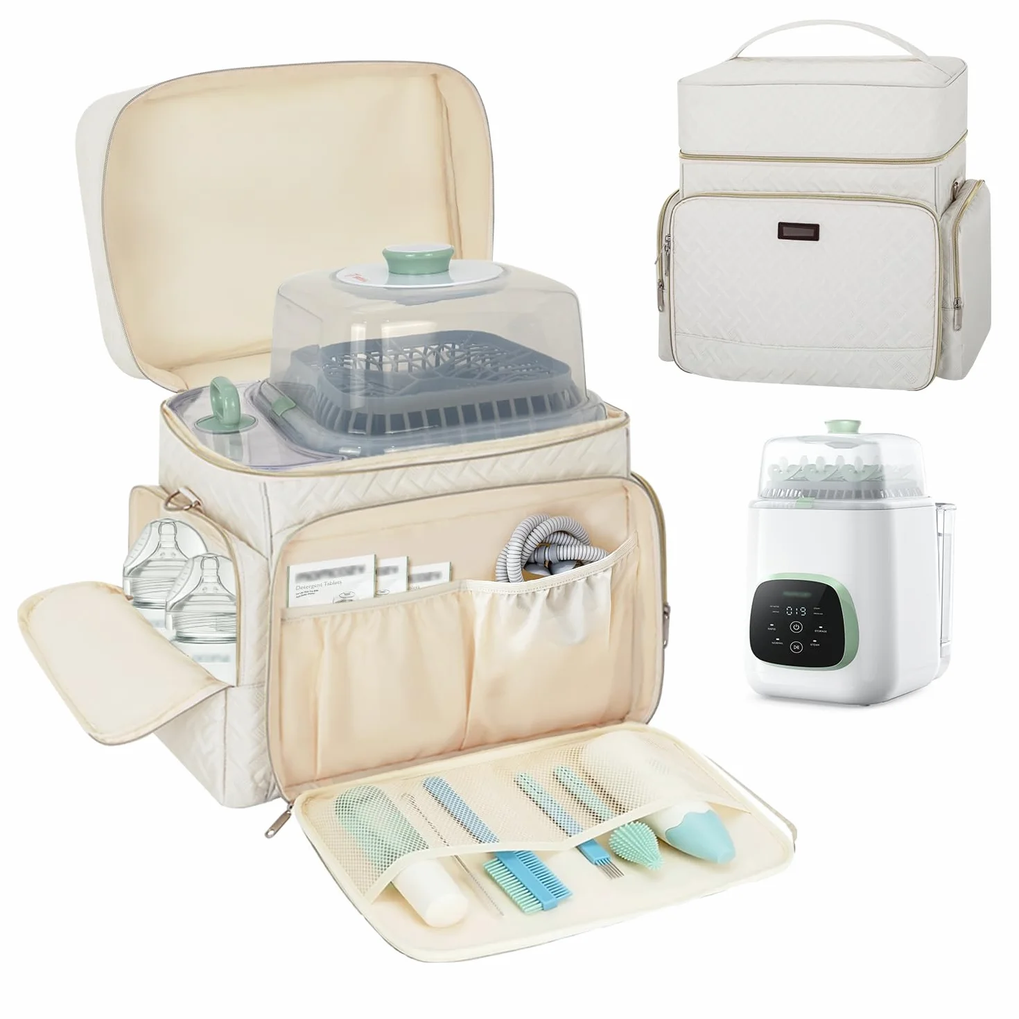 Bolsa de almacenamiento compatible con el limpiador de botellas Momcozy KleanPal Pro, bolsa de transporte resistente para lavadoras de botellas, organizador de viaje grande con varios bolsillos (solo