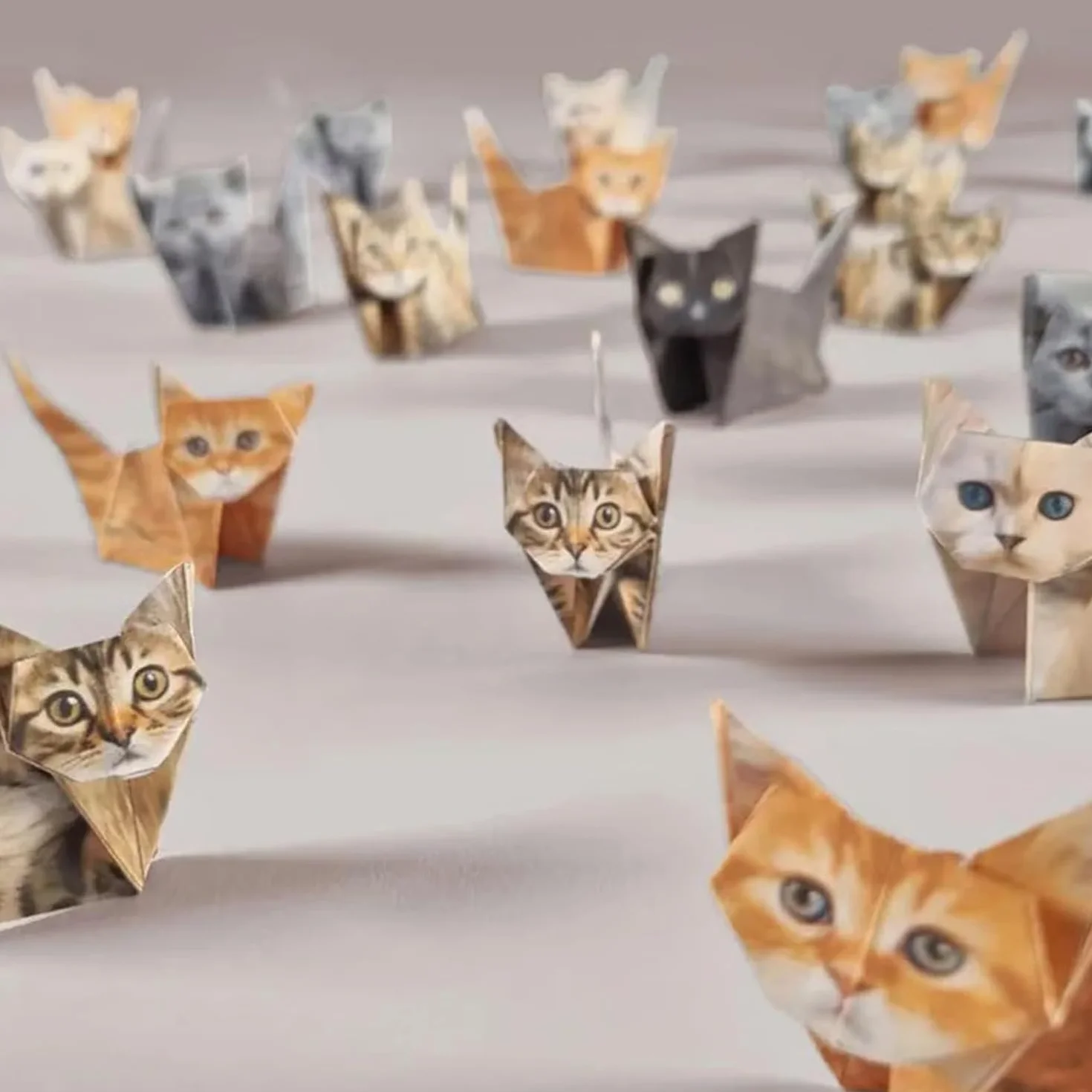 SIXHAOBU Papel gatos Origami 50 hojas 3D conjunto manual papelería kit actividad adulto DIY decoración escritorio