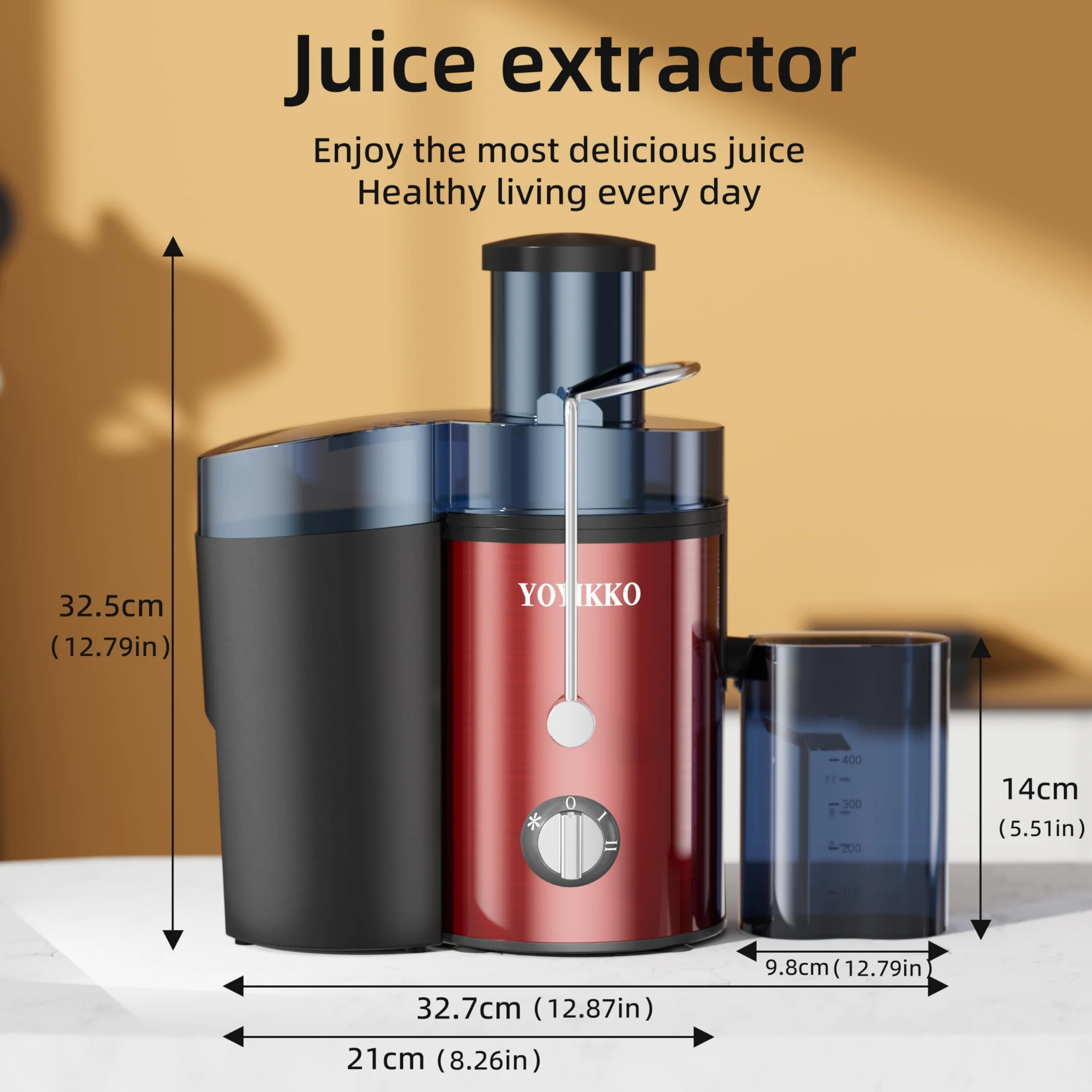 Licuadora 800W Acero Inoxidable 75mm 3 Velocidades Extractor Frutas Verduras