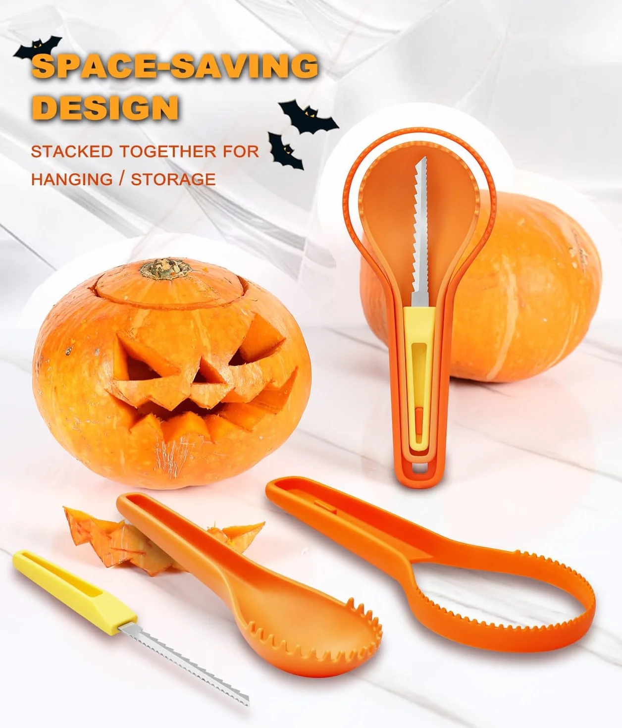 Kit de Tallado de Calabaza de Halloween, 3 Herramientas para Tallar Calabazas