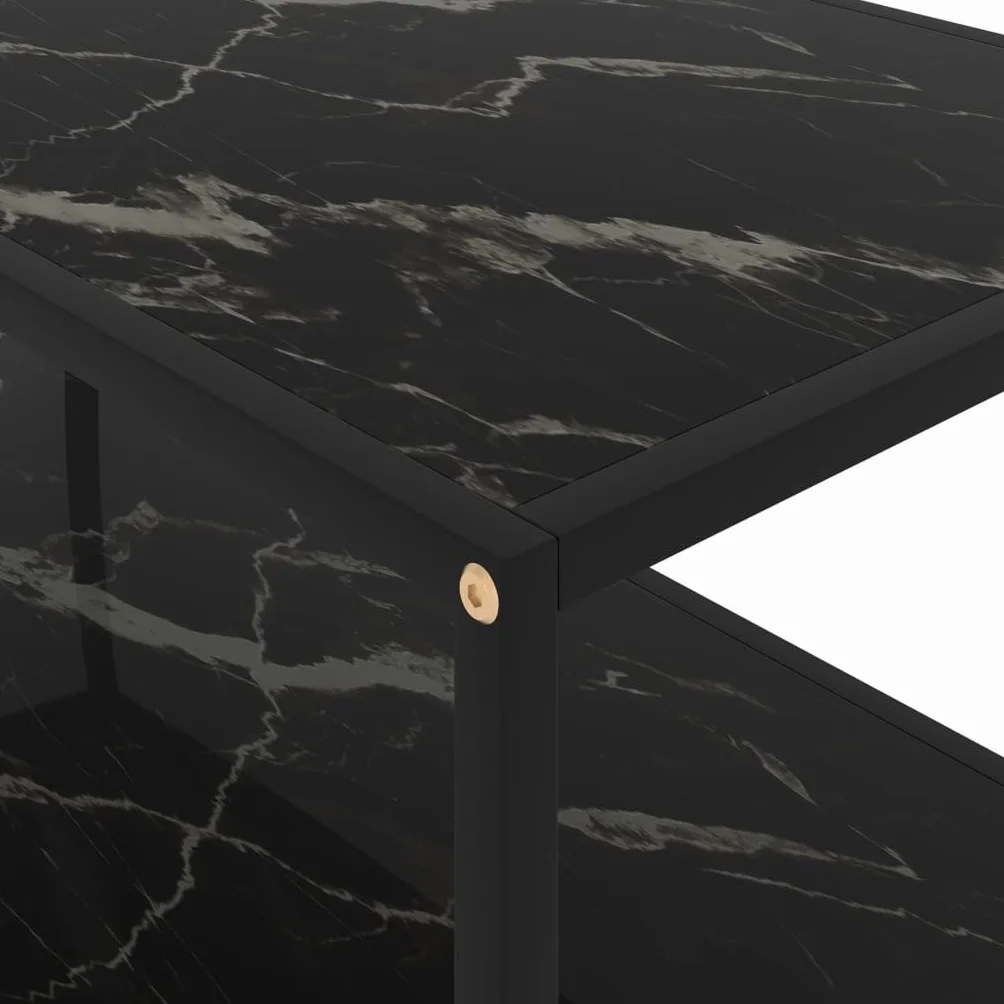 Mesa de centro moderna con diseño de 2 niveles de vidrio templado y acero, mesa de café estable con tablero resistente para salón, ideal para aperitivos, bebidas y