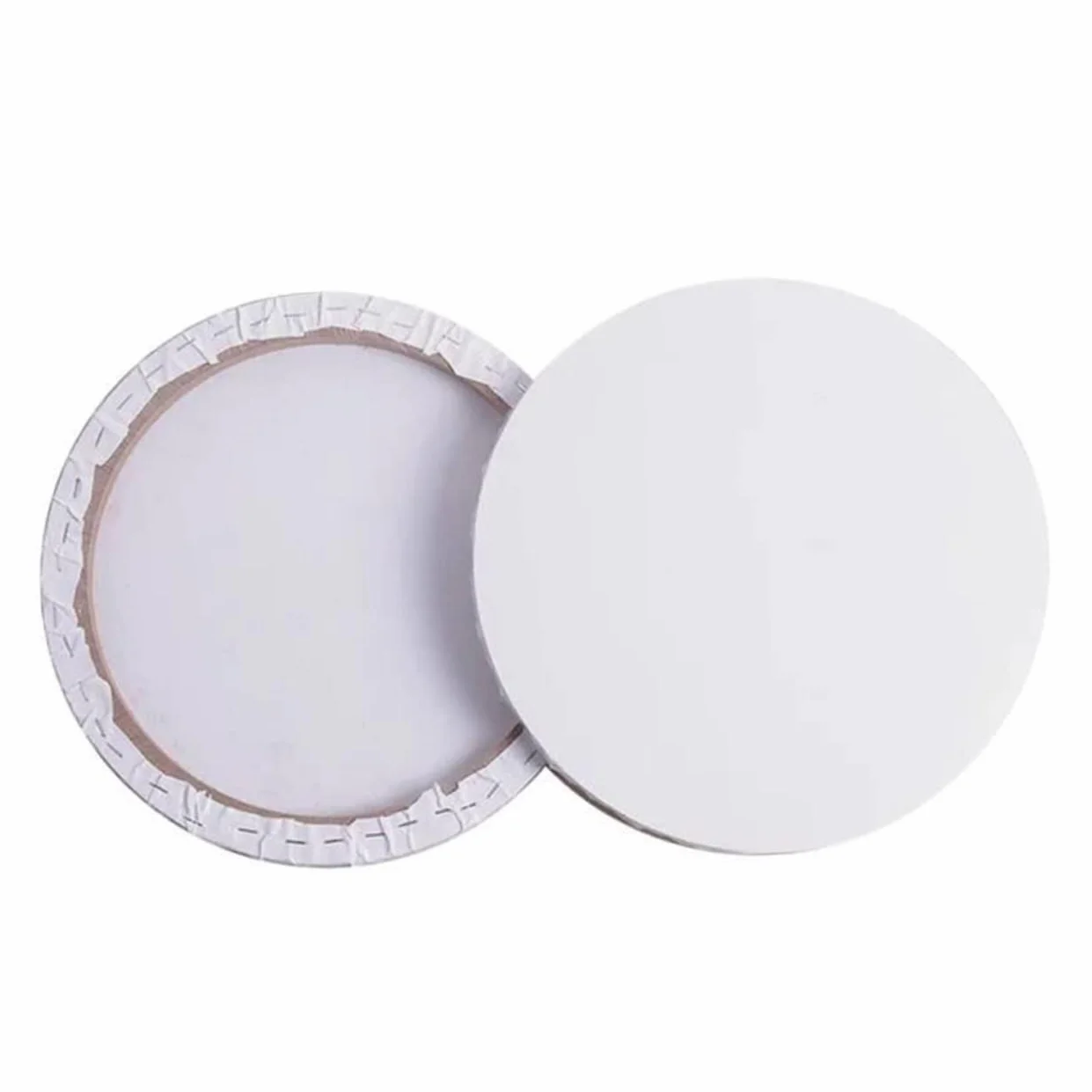 Ciieeo Marco de Madera Redondo para Lienzo de Algodón Blanco de 40cm, Grueso y Estirado, Adecuado para Pintura y Dibujo Artístico