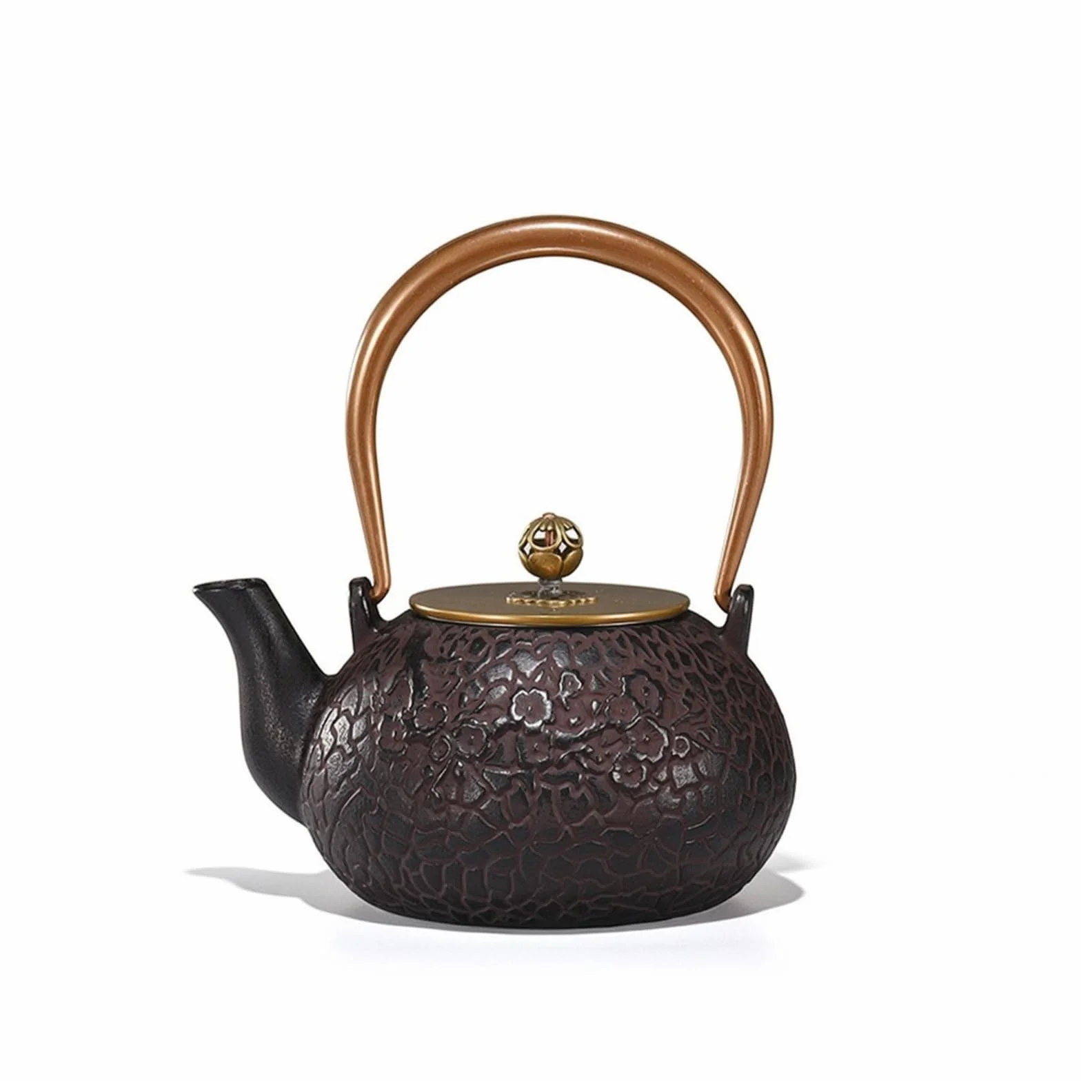 perfeclan Tetera de Hierro Fundido Tetera Hervidor Jarra con Colador con Tapa Fija y Decorativo Acabado en Relieve Que la el Adecuada para Ritual de Té Cocina, Maroon, Anxiangshuying