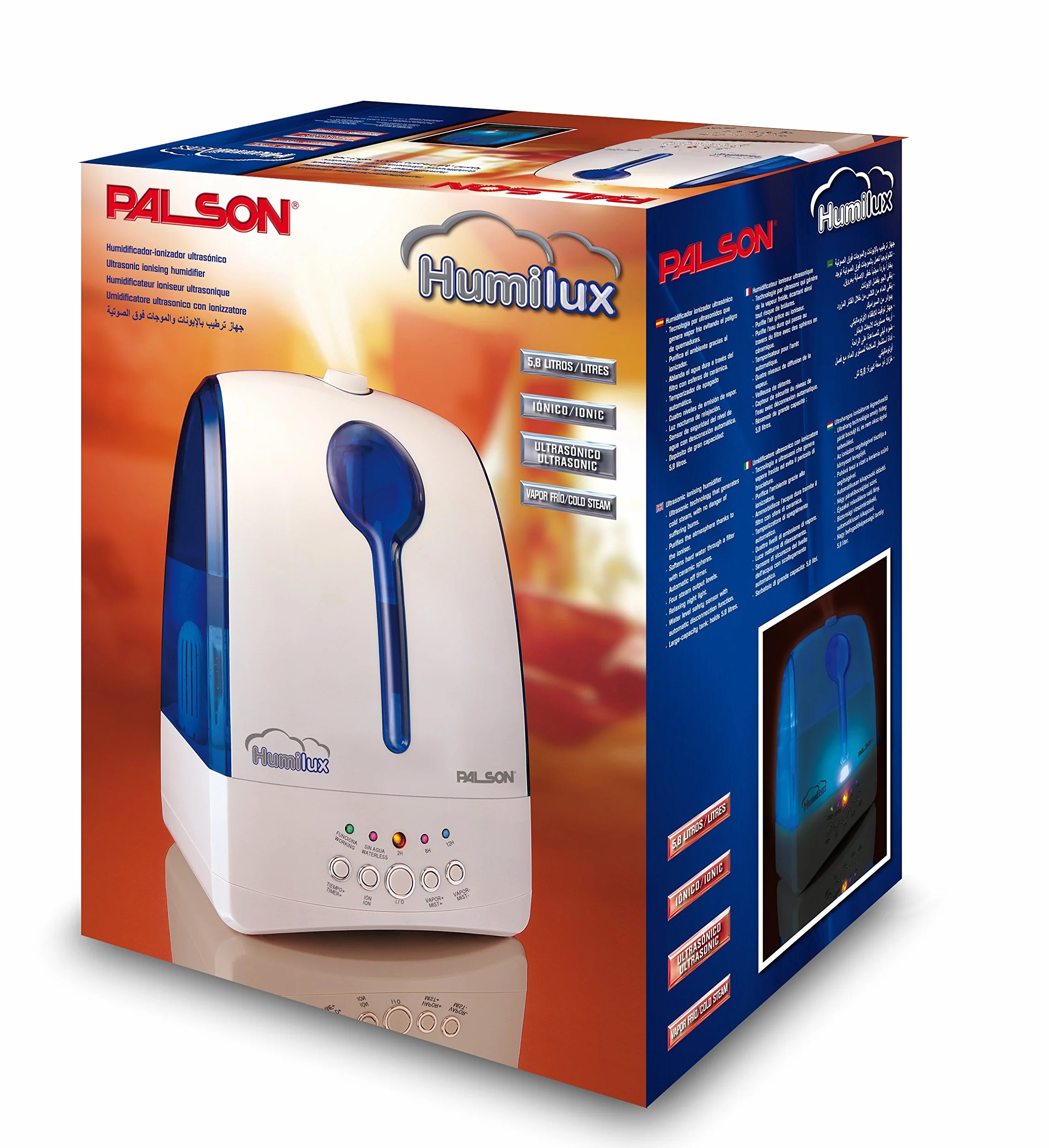 Palson Humilux - Humidificador-ionizador ultrasónico, color blanco