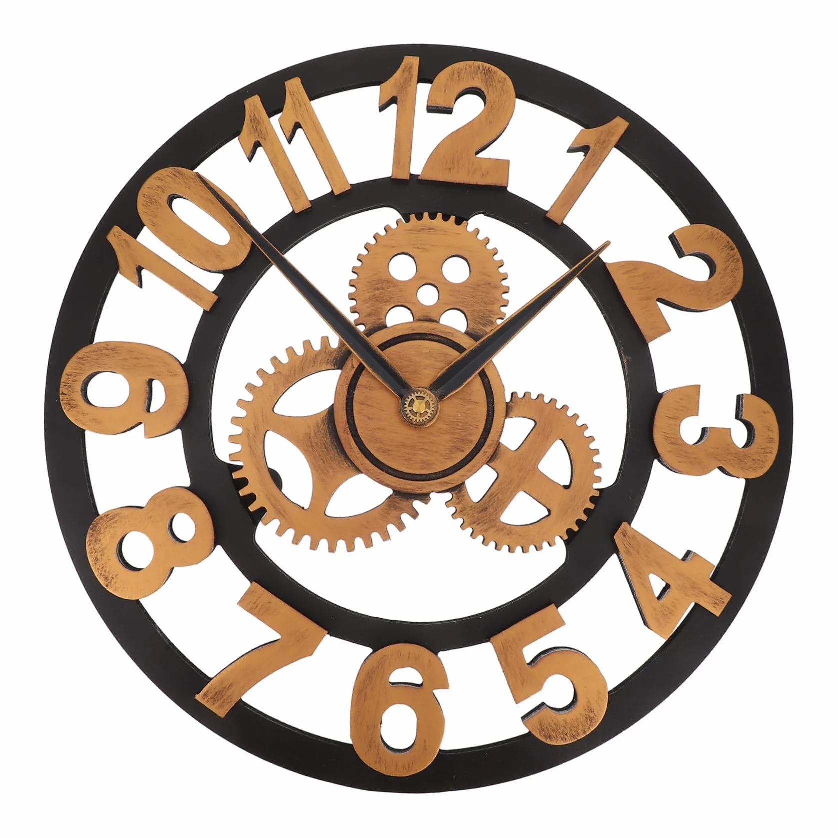 Cabilock Reloj de Pared Decorativo de Madera Engranajes, Silencioso Estilo Industrial Hogar Oficina, Adorno Colgante Moderno