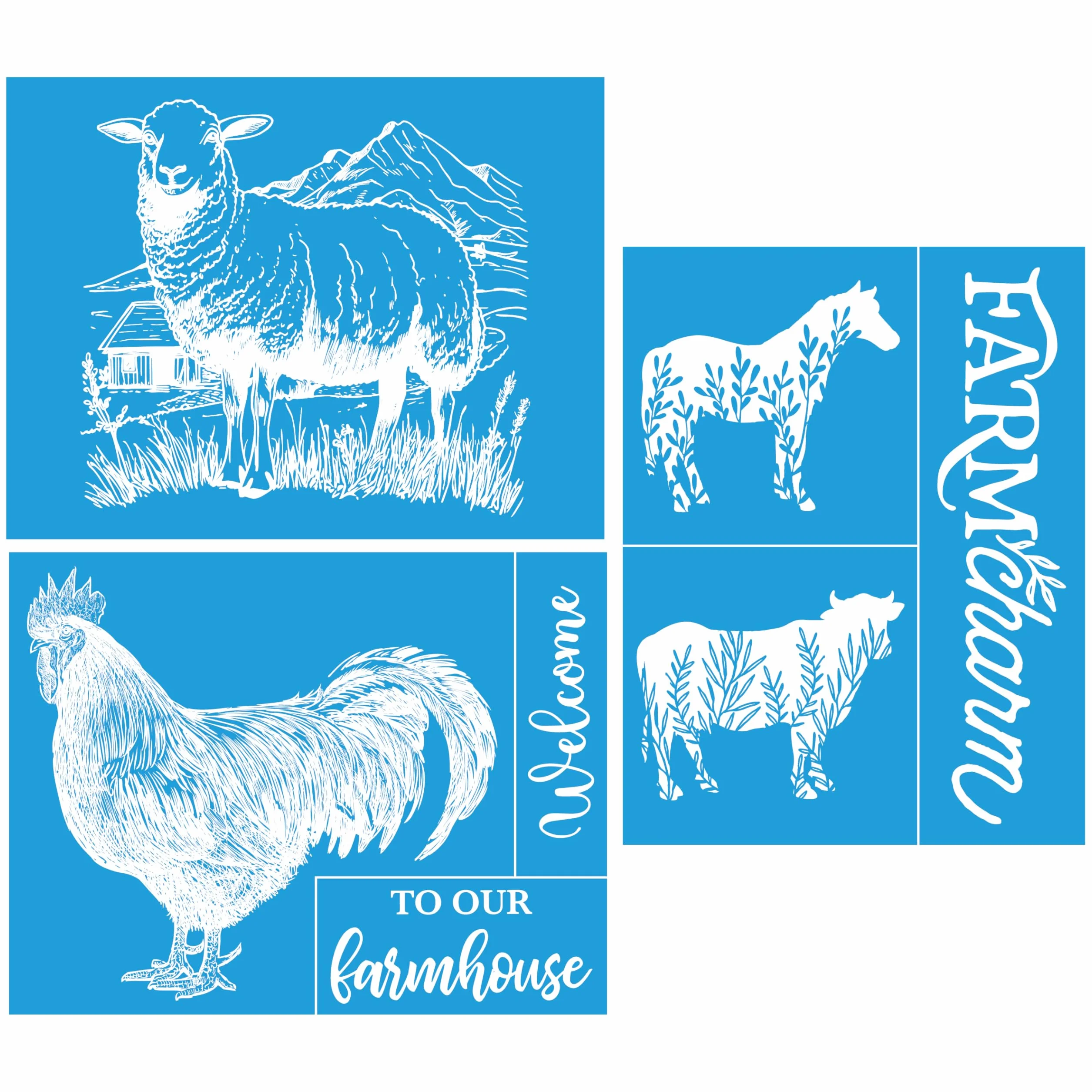 Shineone, 3 plantillas de serigrafía de seda, reutilizables, con adhesivo, para decoración del hogar en madera, tela, vidrio, plástico, cerámica, papel, 8.5 x 11 pulgadas
