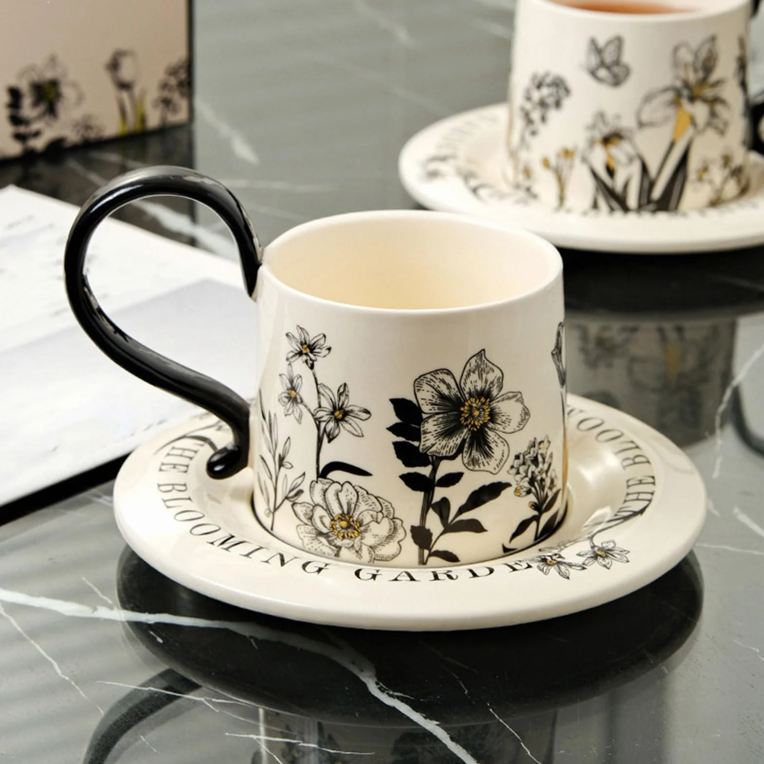 Tazas Vaso De Bebidas Con Estampado Floral | Tazas de Café Bonitas Para Leche Chocolate Cappuccino Desayuno Regalo Cocina Restaurante