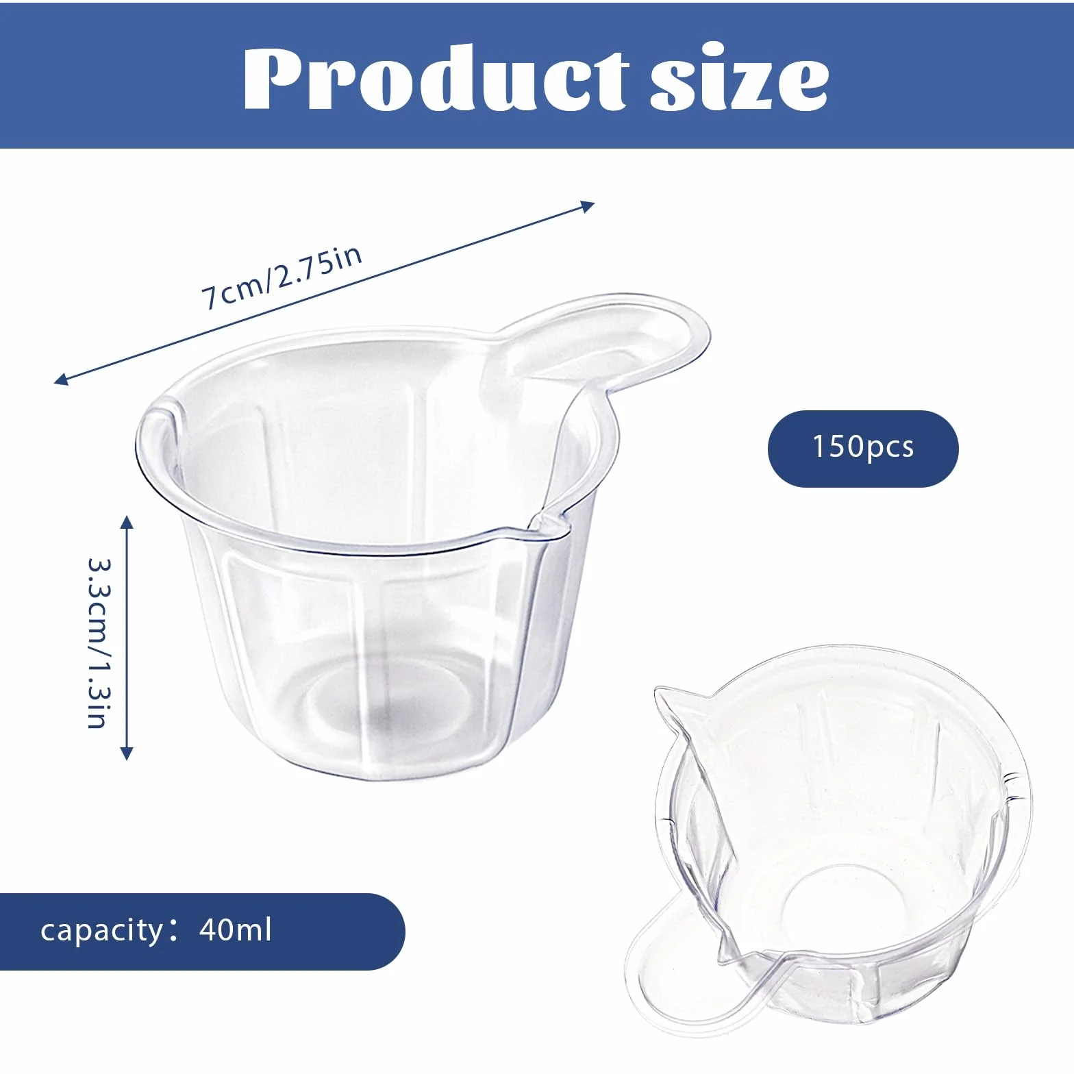 Vasos medidores desechables de plástico 40 ml, transparentes, para mezclar epoxi, 150 piezas