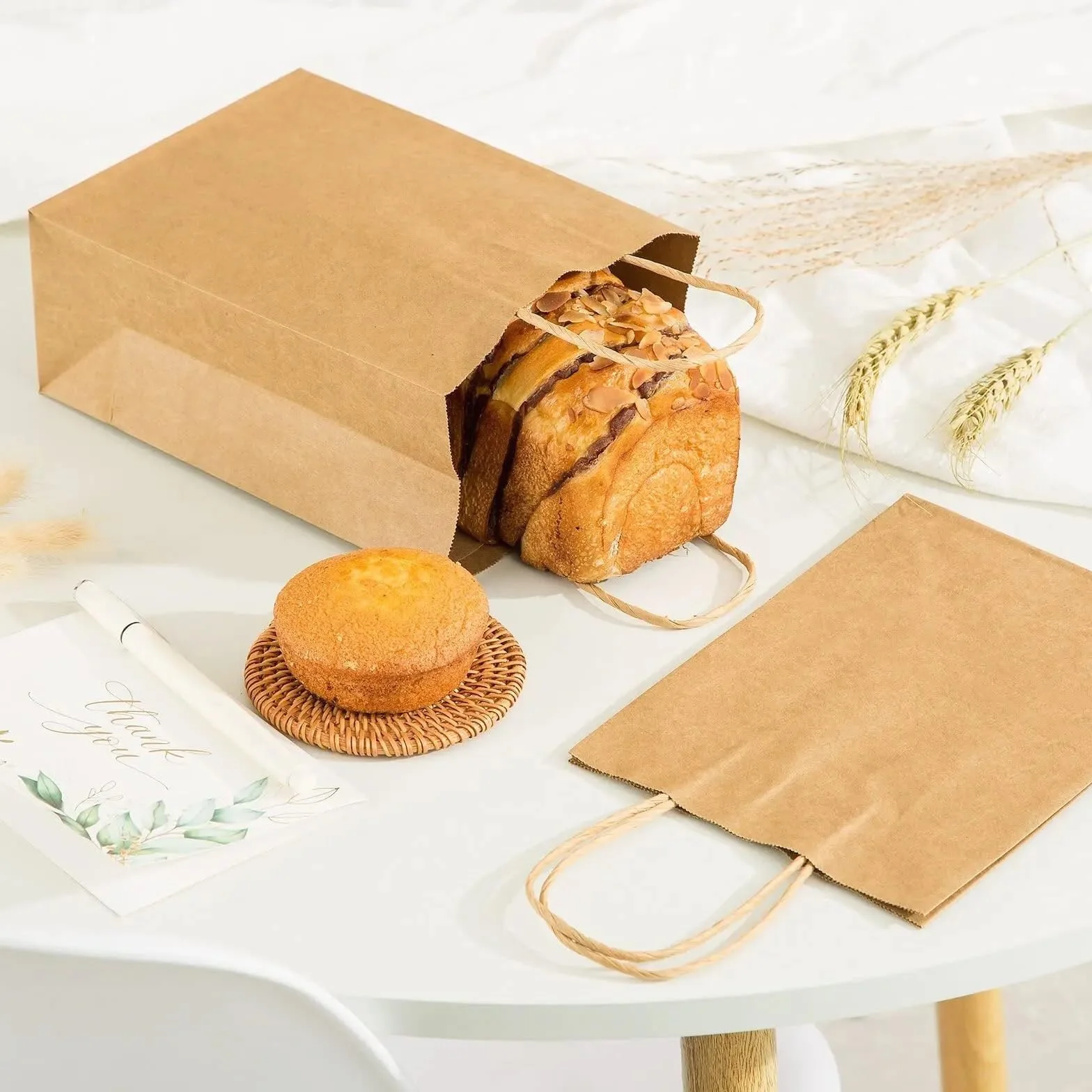 Bolsa Regalo 10-40 Bolsas De Regalo De Papel Marrón Con Asa | For negocios, bodas, fiestas de cumpleaños, bolsas de regalo, bolsas de compras(White,20PCS,21x11x27CM)