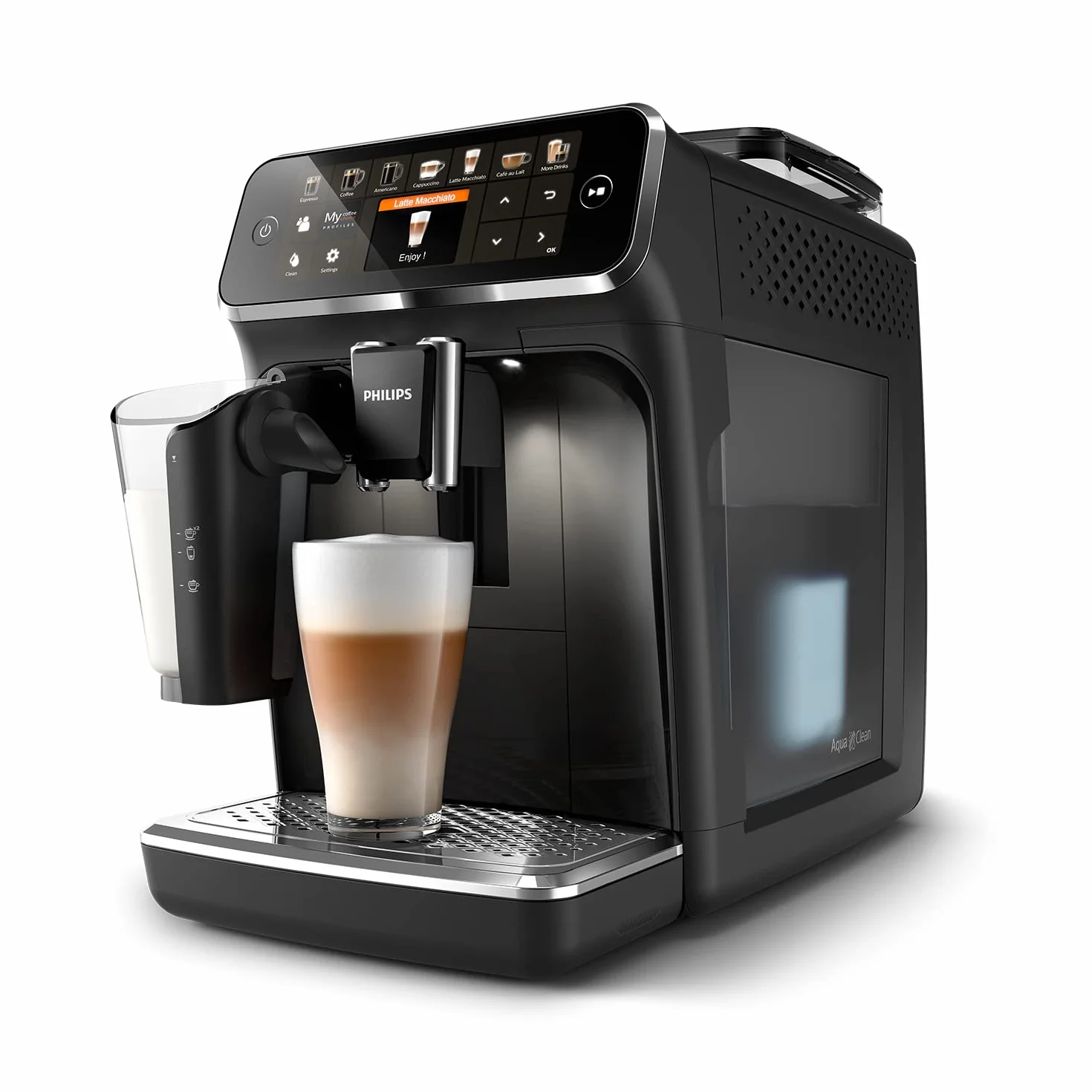 Philips Serie 5400 Cafetera Superautomática - Sistema de Leche LatteGo, 12 Variedades de Café, Pantalla Intuitiva, 4 Perfiles de Usuario, Negro (EP5441/50)