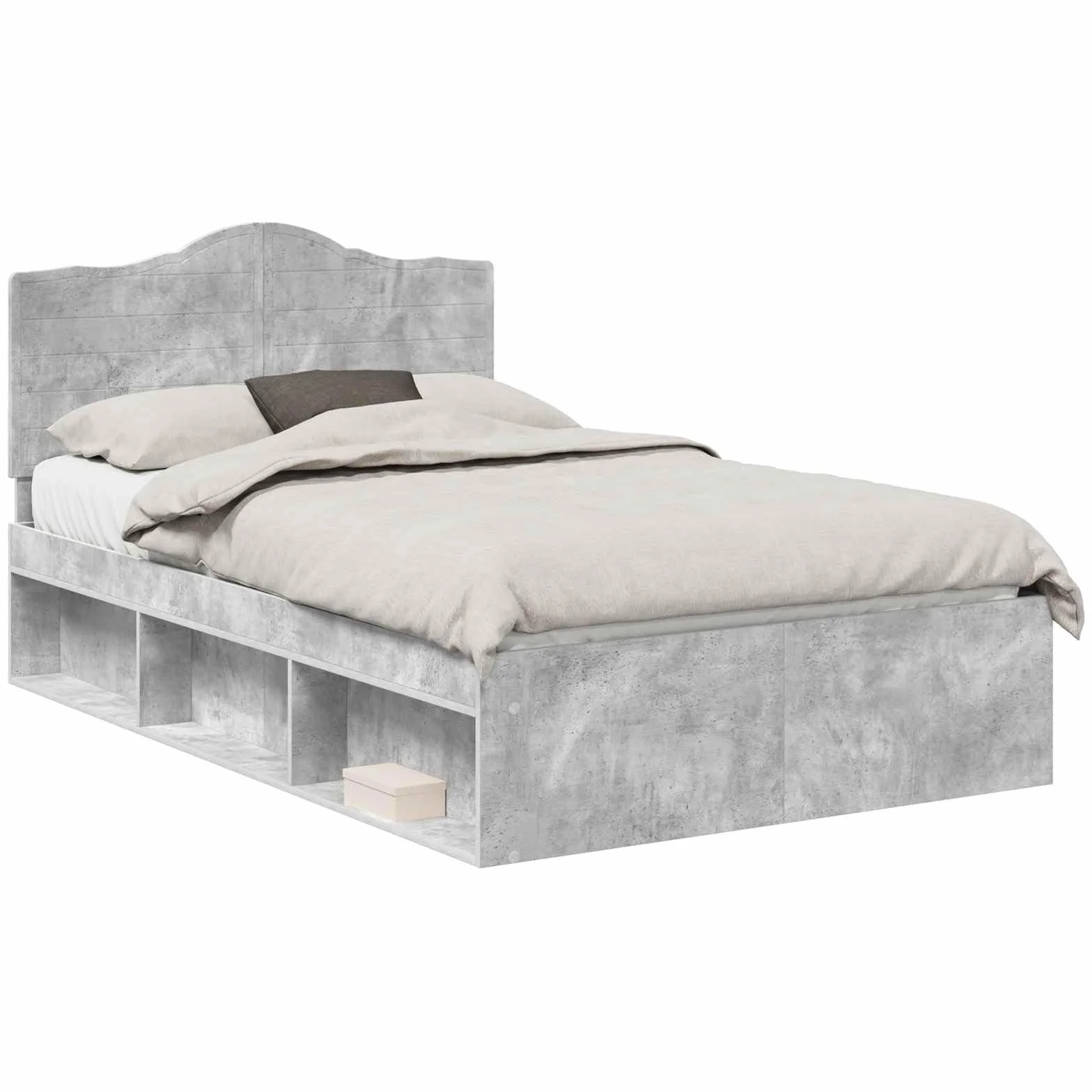 vidaXL Estructura de Cama Concreto 120 x 190 cm Madera de Pino Macizo