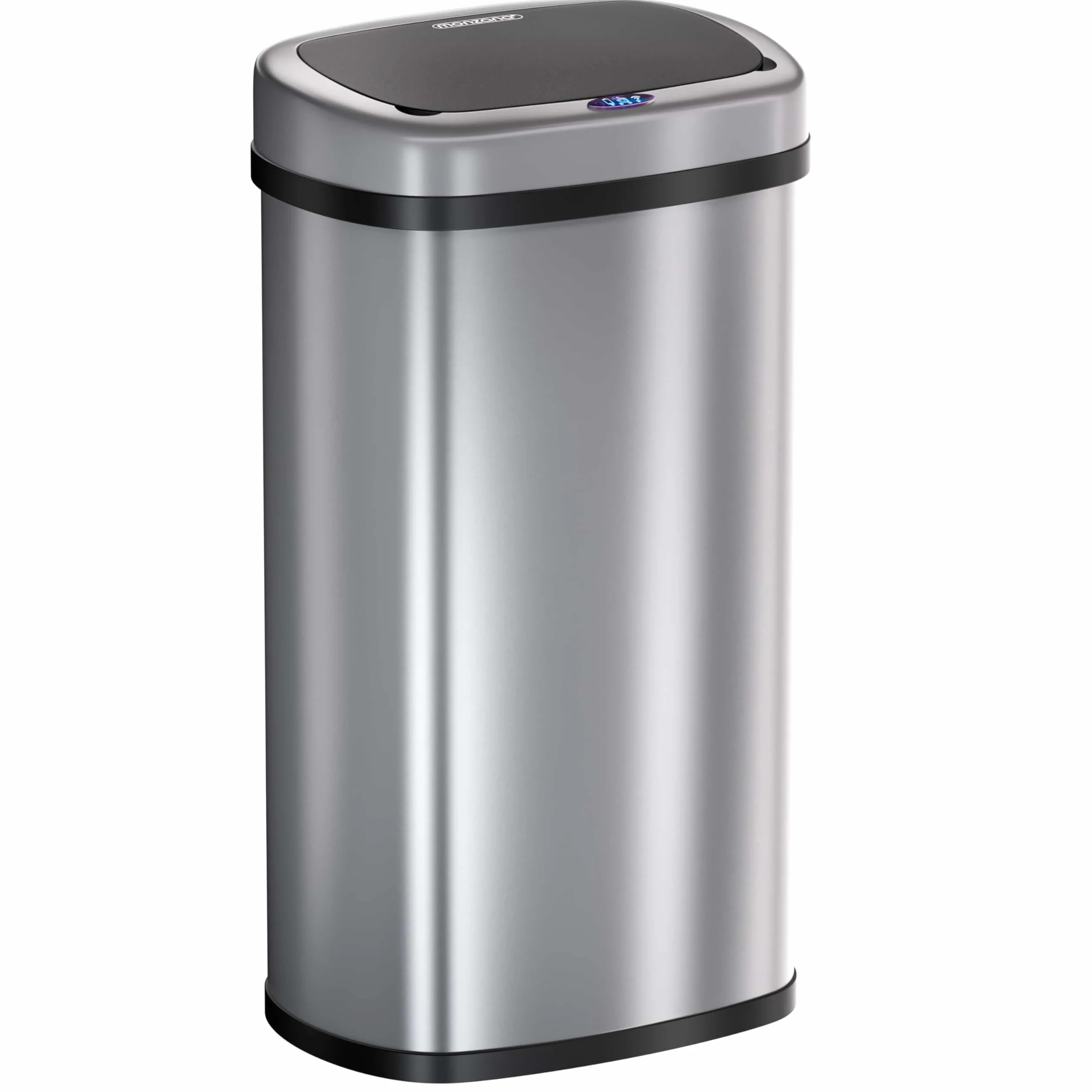 Monzana® Cubo de Basura Cocina con Sensor 58 L Acero Inoxidable Tapa Automática Extraíble Anillo Seguridad Indicador LED Cable USB Casa Oficina Plata