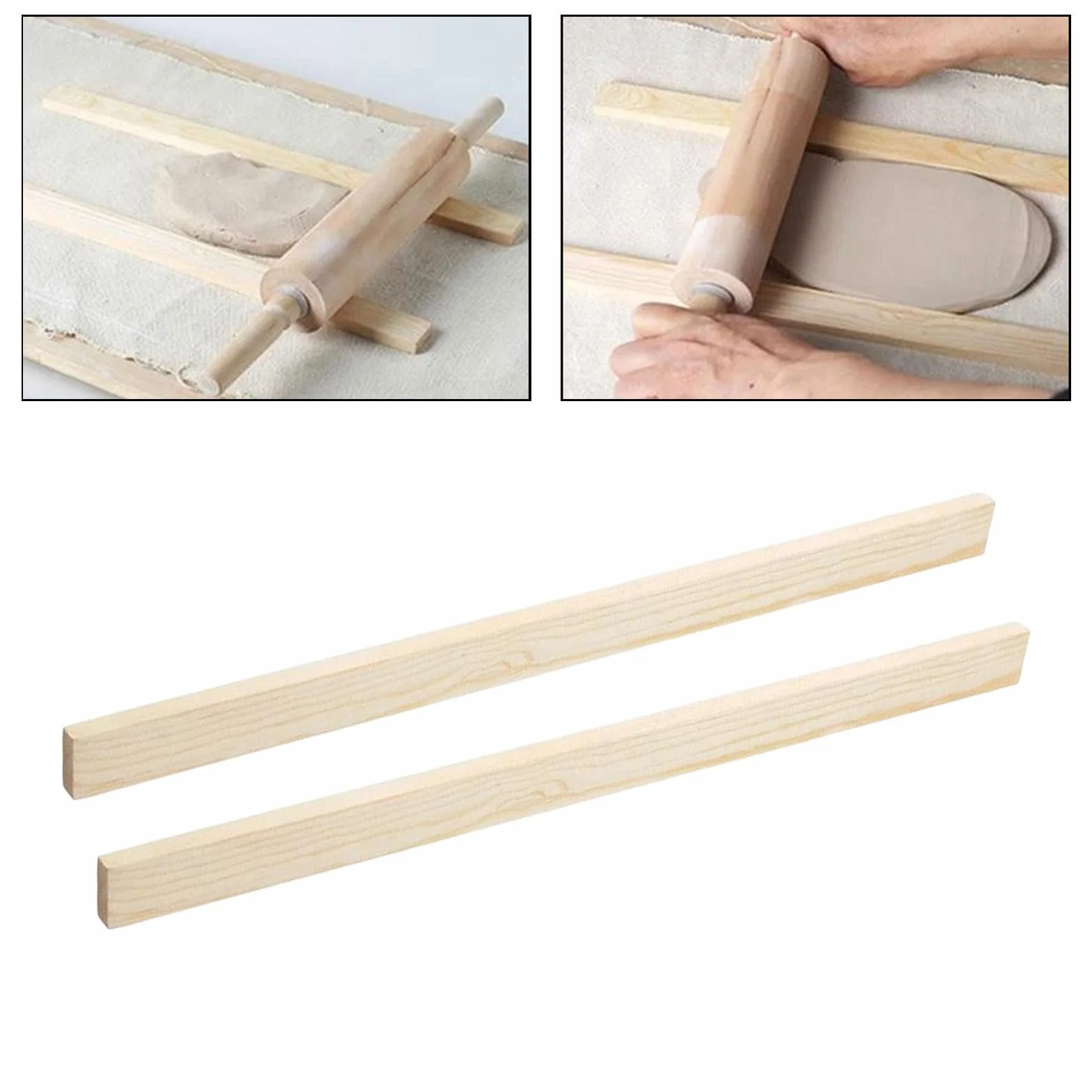 6X 2 Piezas Guías para Rodillo de Madera, Reguladores de Grosor de, Tiras, Aptas para Pasta, Pizza Y Preparación de Pasteles.