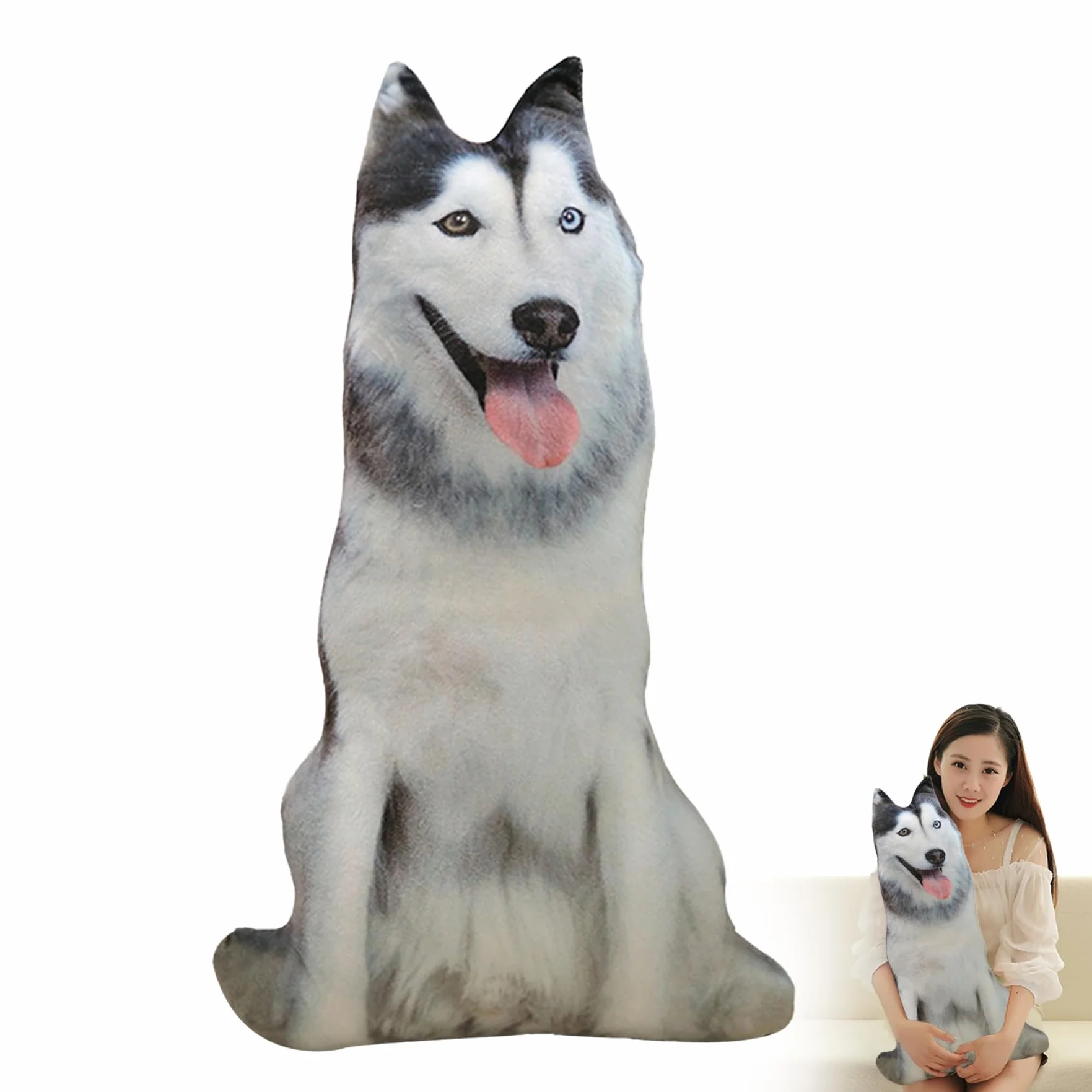 Almohada con Forma de Perro de 19, 7 Pulgadas, Almohada Realista 3D para Perro, cojín de Peluche Bonito para Cama, sofá, decoración del hogar, cumpleaños, Sty; le2