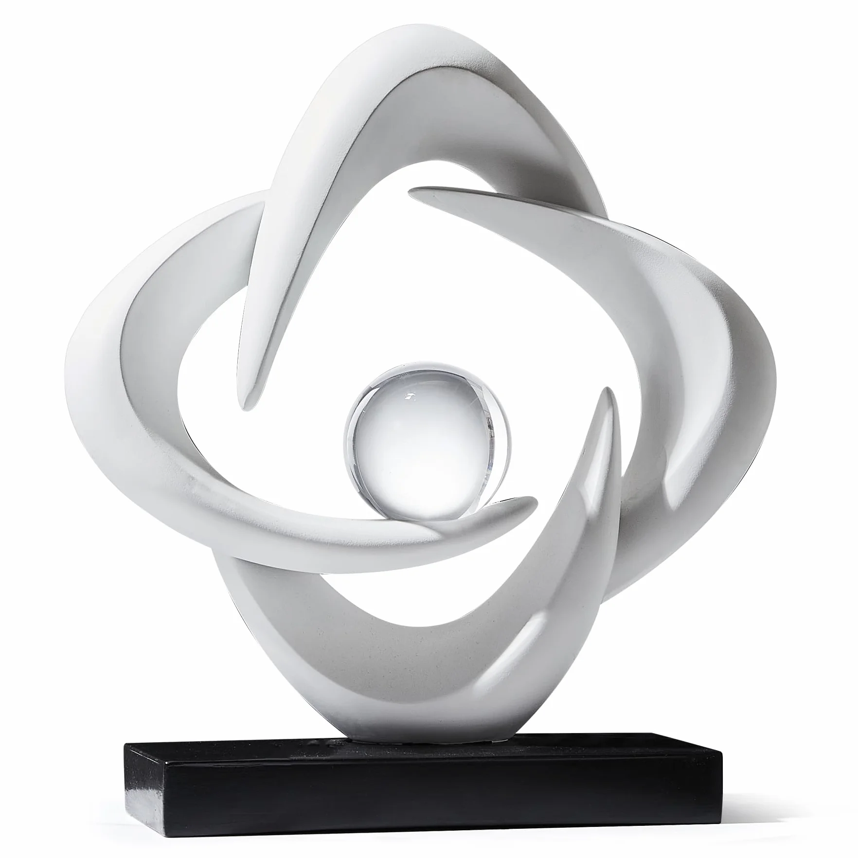 Escultura de arte abstracto, estatua decorativa dorada de resina, adornos blancos modernos para sala de estar, decoraciones modernas para mesa de café, entrada, oficina, coleccionables (blanco)