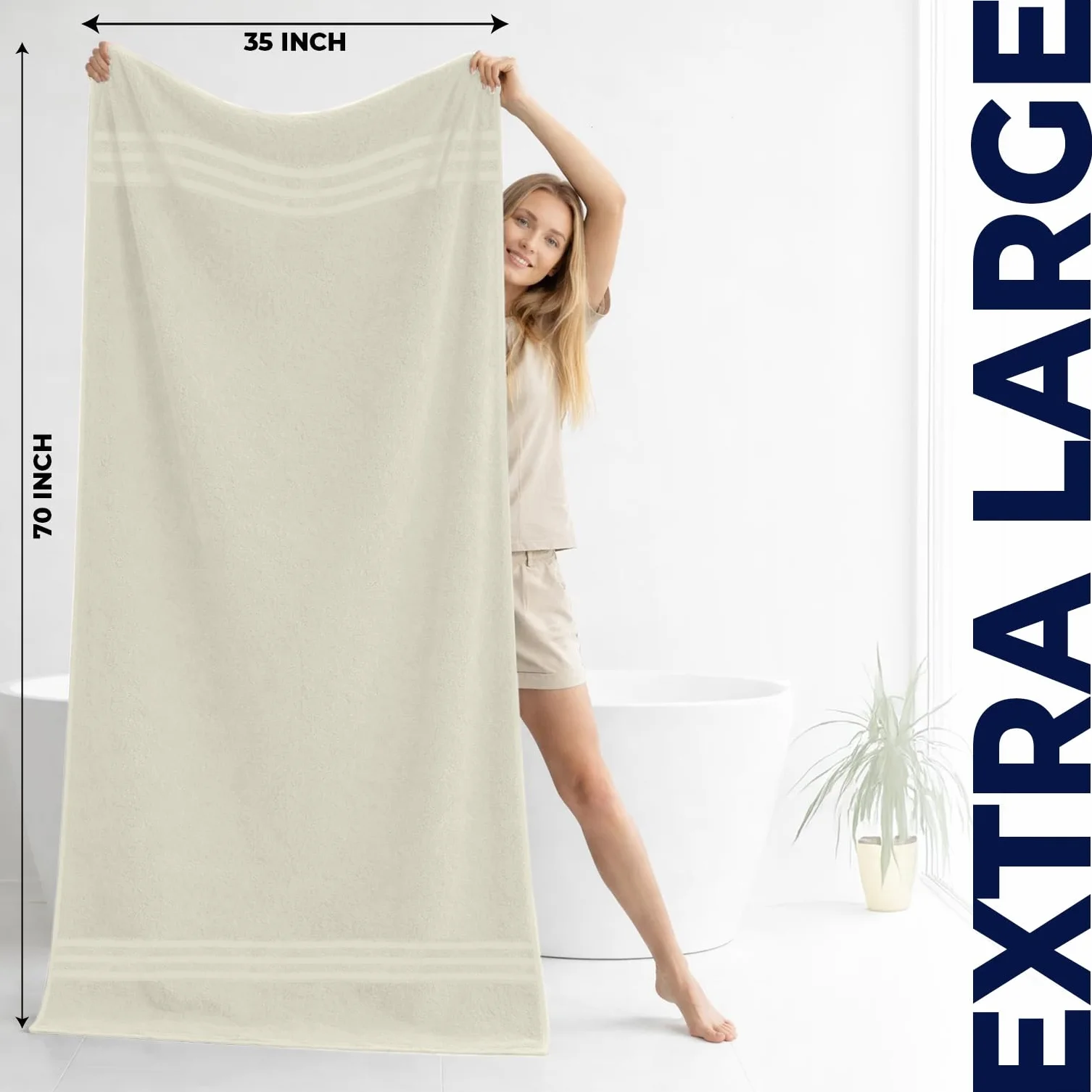 DAN RIVER Juego de 2 toallas de baño de 550 g/m², ultra suaves y altamente absorbentes, 100% algodón, toallas de baño grandes para baño, hogar, hotel, spa, playa, piscina, gimnasio, 35 x 70 pulgadas