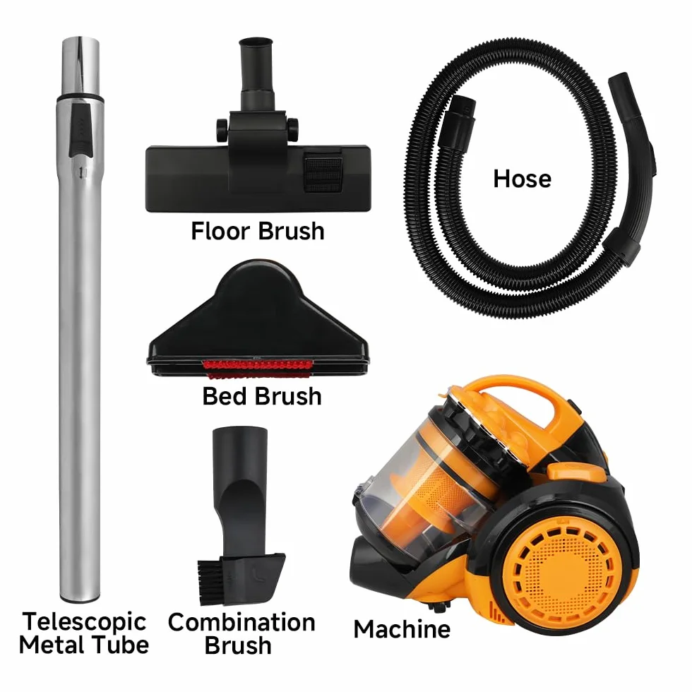 Hoteche Aspirador sin bolsa 2000W - amarillo, contenedor de polvo 3L, embalaje colorido