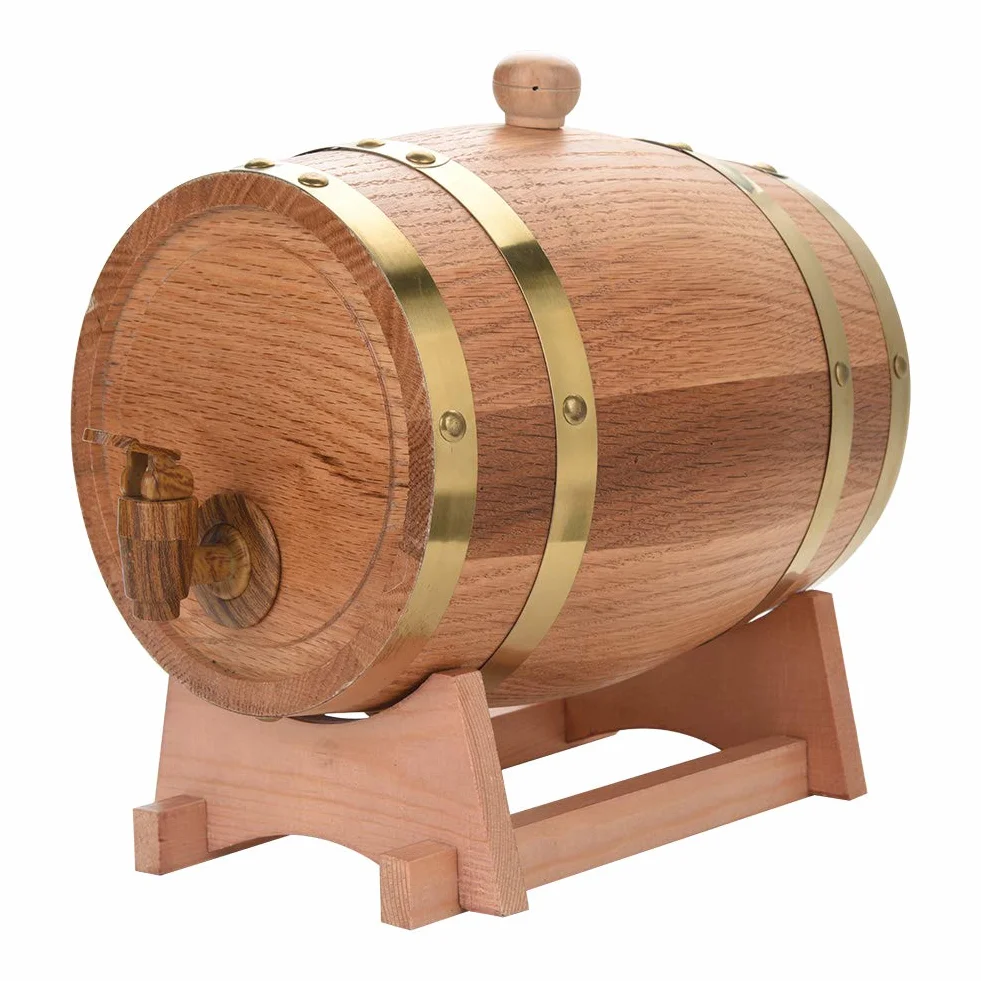 Barril de Vino de Madera de Roble de 3 Litros, Dispensador de Tequila Whisky Bourbon para Whisky Tequila Bourbon, Almacenamiento de Whisky de Roble Envejecido Pieza Central de