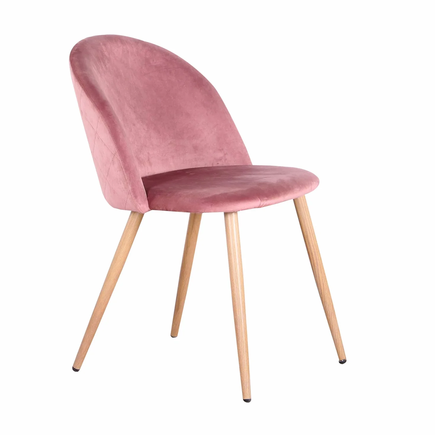 Juego de 4 Sillas de Comedor Tapizadas de Terciopelo con Patas de Metal Ajustables (Verde+Rosa)