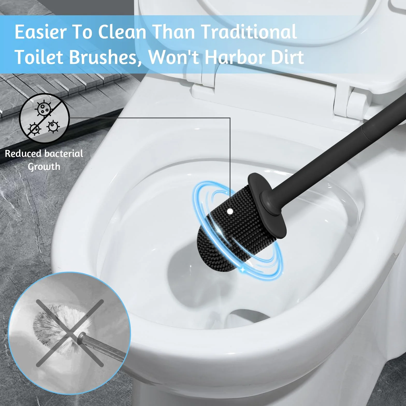 Escobilla Baño Silicona TPR Negro 1 Pieza