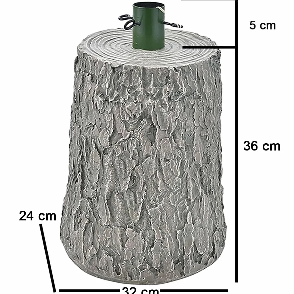BAKAJI Base de soporte para árbol de Navidad de resina, tronco realista navideño, reproducción fiel a la realidad, sólida y resistente, enganche universal de 40 mm ganchos para ajuste de altura (41 cm
