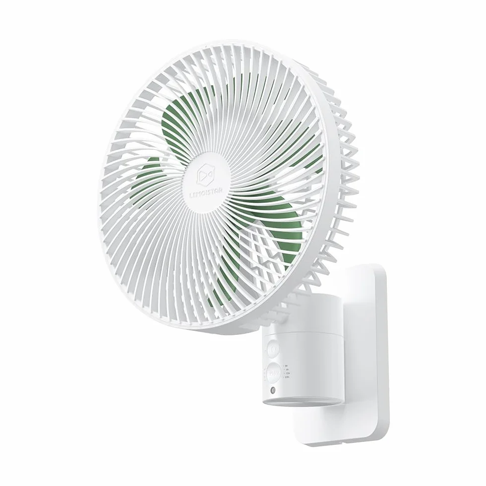 Ventilador oscilante montado en la pared de 8 pulgadas con control remoto, temporizador y ajustes de 4 velocidades, inclinación ajustable, cable de 70 pulgadas ultra silencioso, potente, 7 cuchillas,