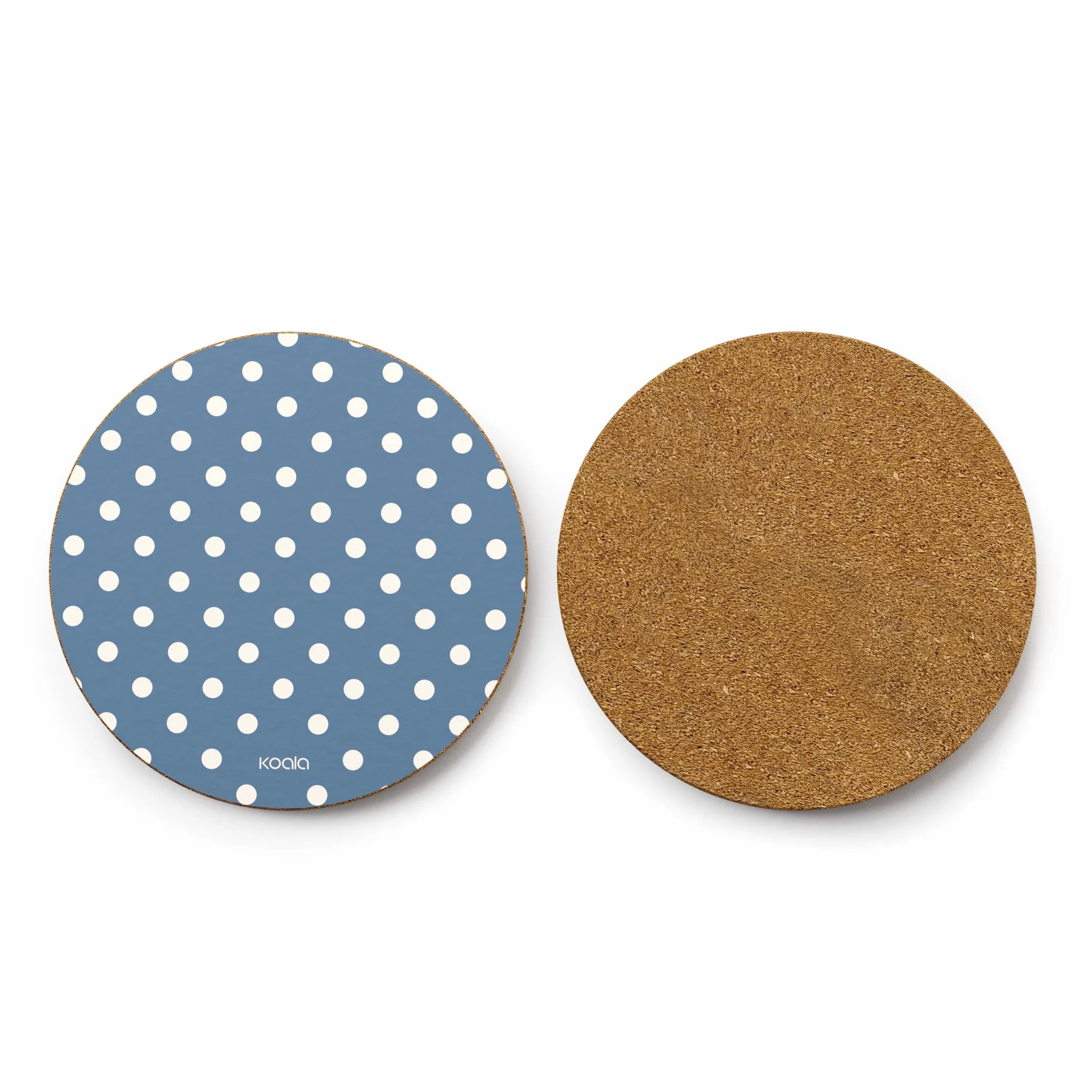 Posavasos Corcho 9.5 cm Estampado Puntos Azul 4 Unidades
