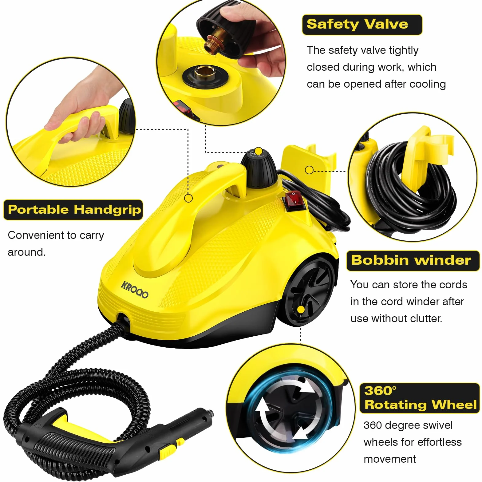 Limpiador de vapor multiusos para todo con 23 accesorios, elimina papel pintado, suelo, alfombra, sofá, tapicería, coche, azulejos, tapicería, baño, 1,5 L