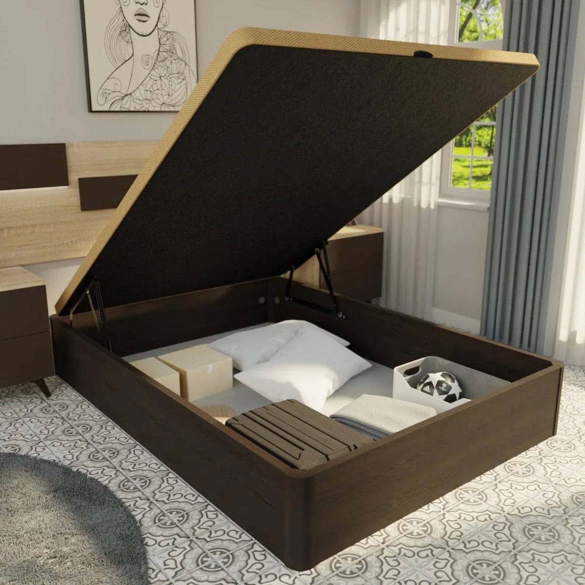 Homey - Canapé Abatible Súper Reforzado Gran Capacidad con Tapa Transpirable, Esquinas Redondeadas, 135 x 180, Wengué