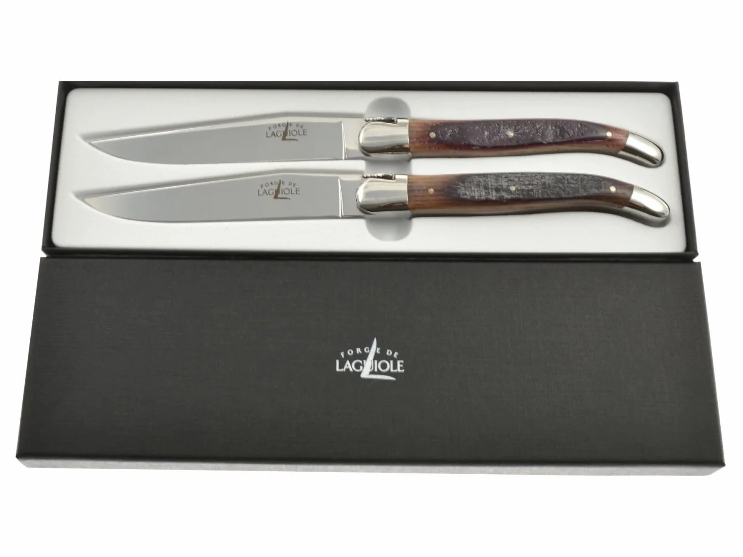 Forge de Laguiole Juego de cuchillo y tenedor con mango de madera noble