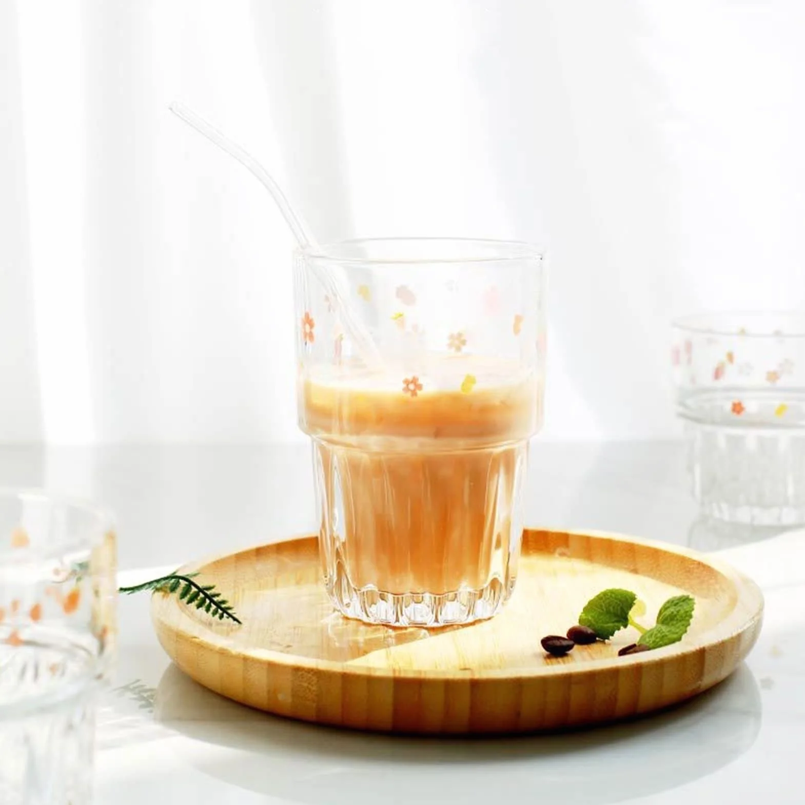 QINGGANGLING999 Vasos de Agua 260ml de vidrios for Beber Lindo Copa de Cristal Creativo Taza de Agua Transparente Estudiante Leche Resistente al Estudiante Vidrio Vasos Cristal