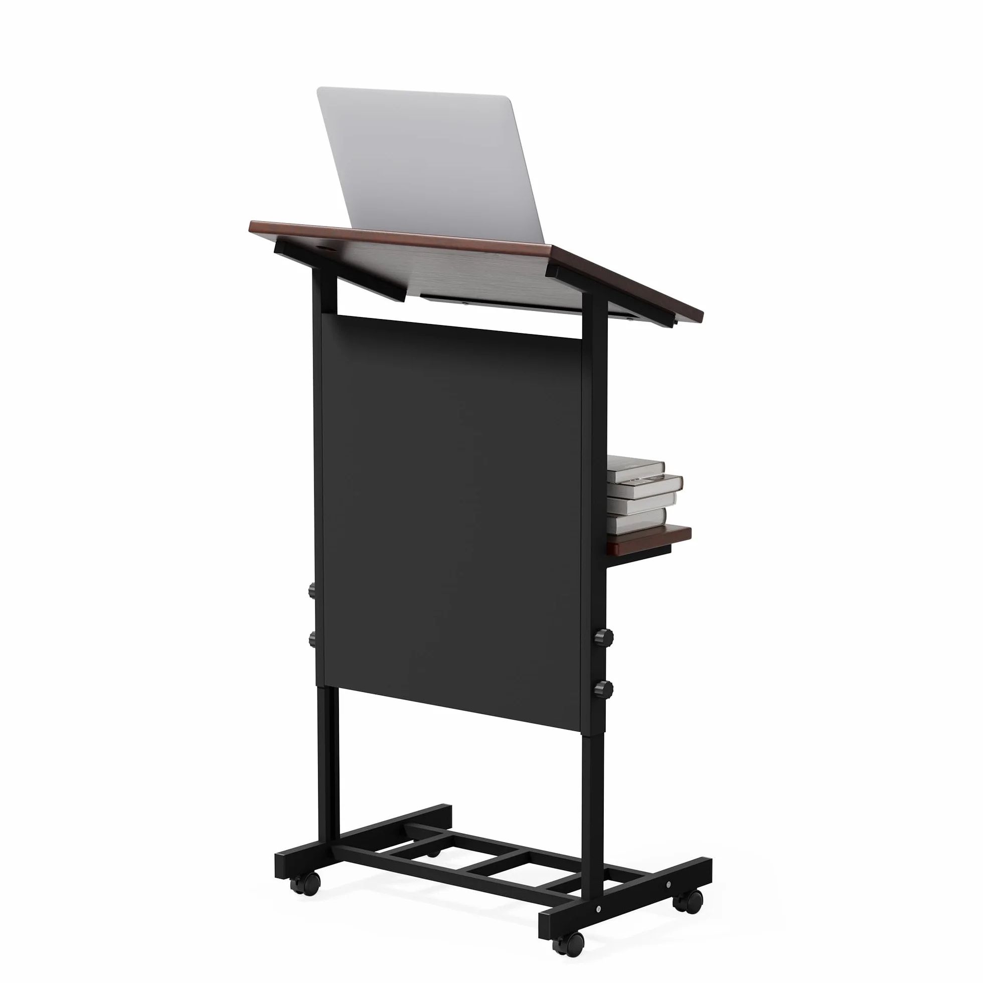 Pupitre para oradores Ajustable en Altura con Ruedas, Escritorio de pie con Ruedas, Soporte portátil de pupitre para oradores, Soporte portátil de pupitre para oradores con Compartimento