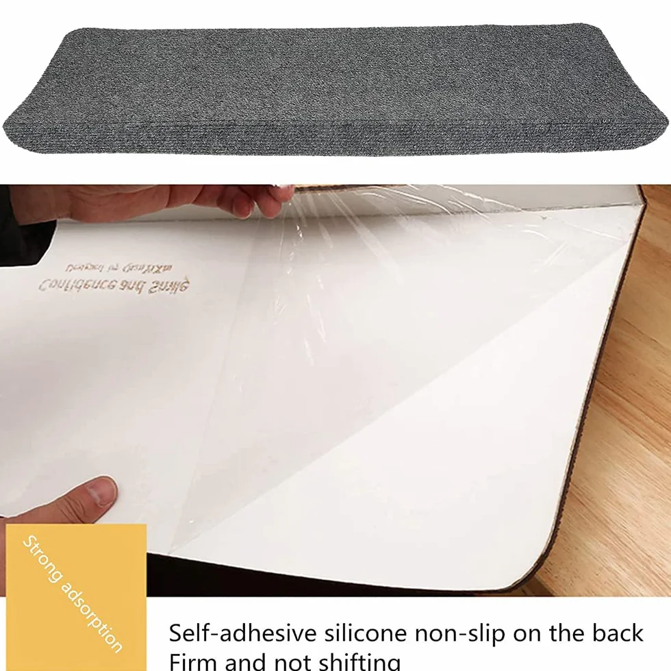 LANTUS 15x Alfombrilla Autoadhesiva de Escalera Alfombra Peldaños Adhesivos Antideslizante Protector Decoración Amortiguación Gris