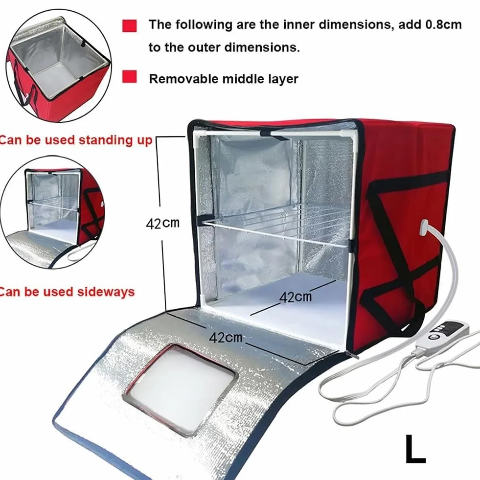 Caja de fermentación plegable a prueba de masa, pequeña bolsa de prueba de pan para el hogar con control de temperatura + función de temporización, ideal para hacer pan y yogur, estante interior