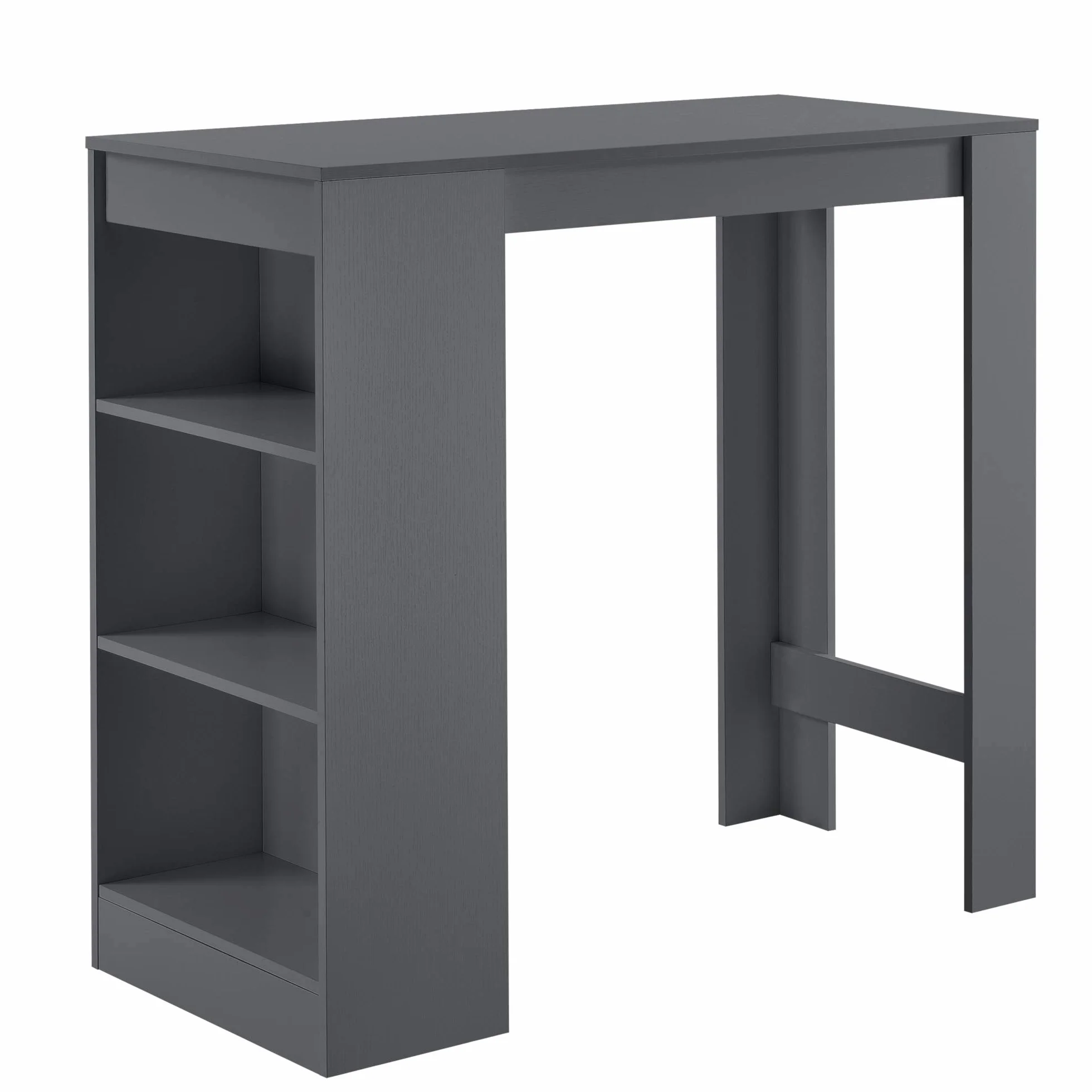 [en.casa] Mesa Alta Cocina Kouvola Mesa de Bar Bistro Elegante con 3 Compartimentos Laterales Comedor Oficina en Casa Aglomerado 110 x 50 x 103 cm - Gris Oscuro