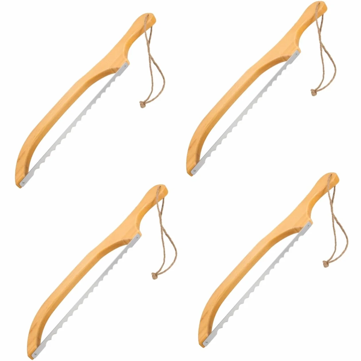 IMIKEYA 4juegos Cortadora De Pan De Acero Inoxidable y Madera Herramienta Reutilizable Para Cortar Pan y Rebanar Pasteles Para Uso Cocina y Repostería