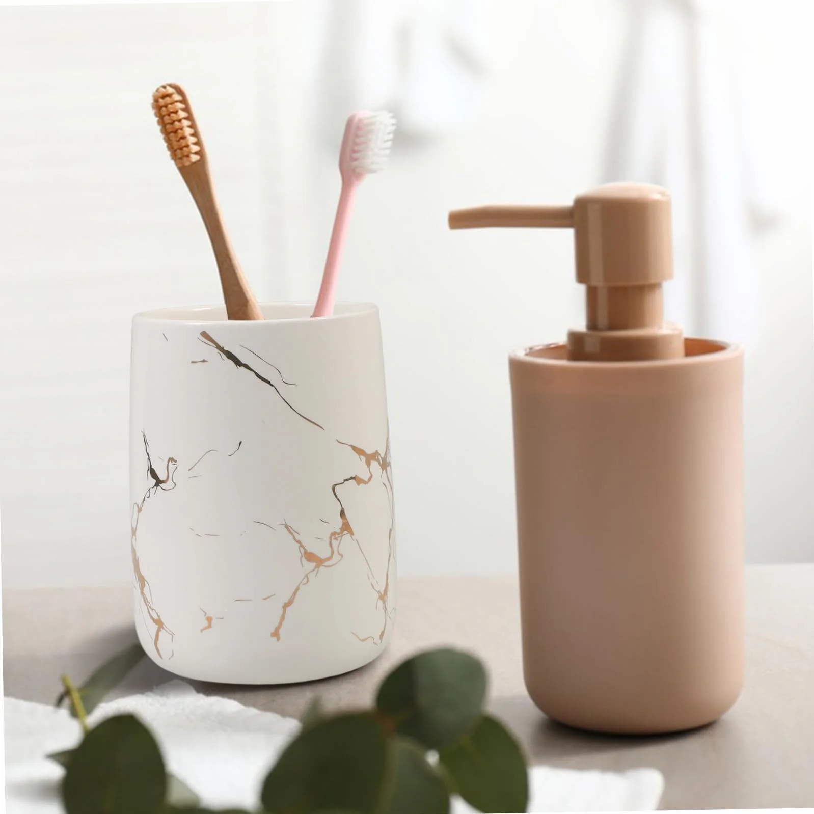 Cabilock Vaso Resistente Diseño para Cepillos de Blanco Dientes de Cerámica Moderno para Baño Accesorios de Baño Decorativos y Adecuado Doméstico