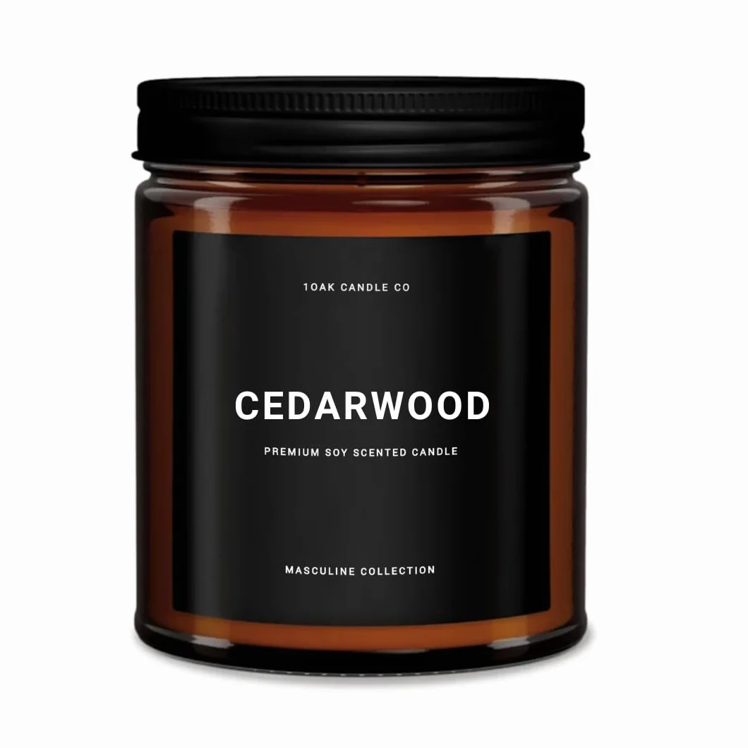 1OAK Velas perfumadas para hombre, vela de madera de cedro, velas amaderadas, decoración masculina, velas de larga duración, cera de soja (7 onzas)