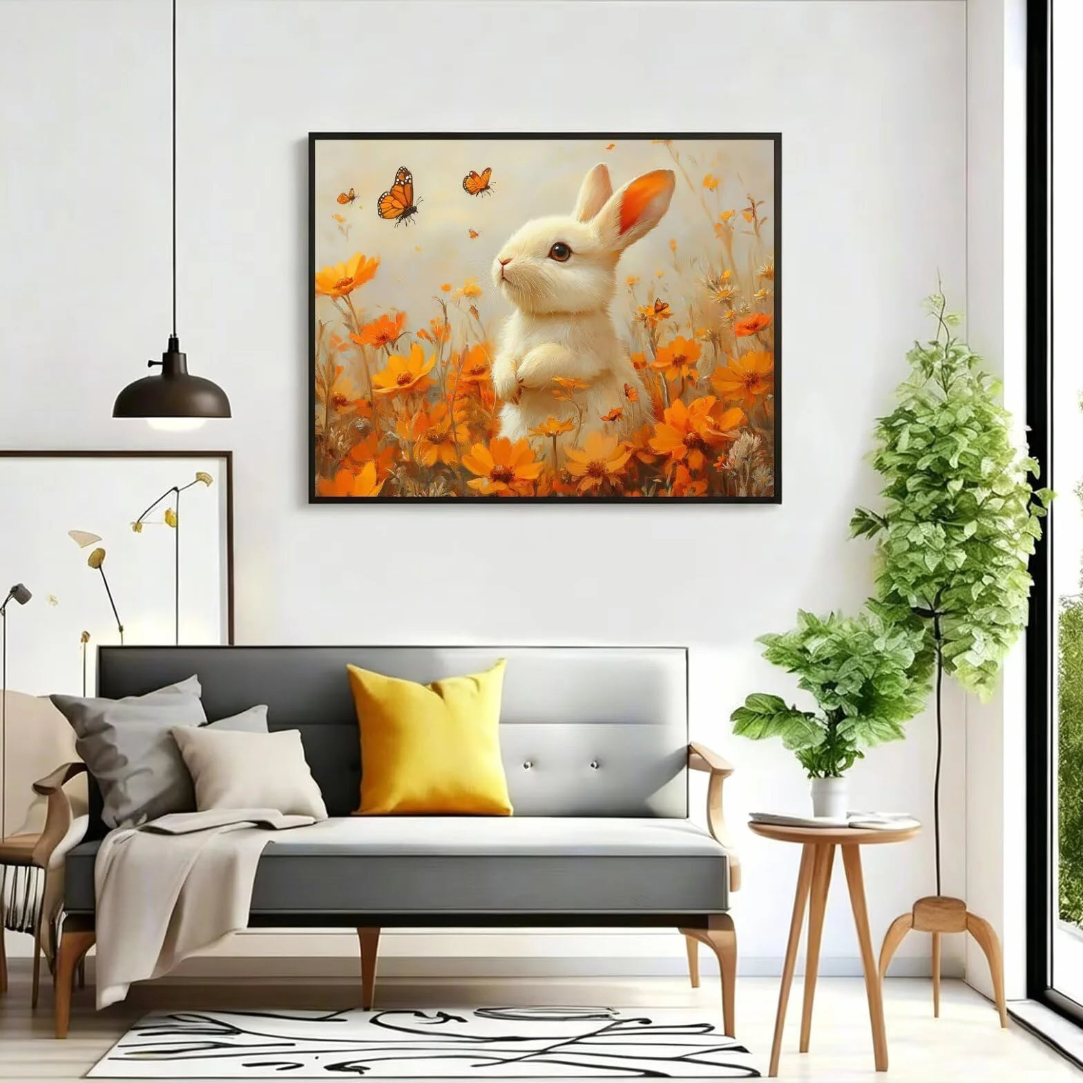Pintar por Numeros conejo Pinturas Acrilicas flor Pintura por Numeros Adultos DIY Lienzos para Pintar, Pintura Acrilica Manualidades, Decoración para Hogar, Regalos Cumpleaños 90x120cm Sin Marco q-870
