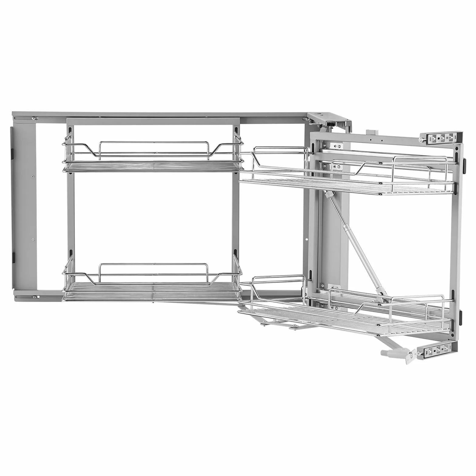 VEVOR Organizador Extraíble de Esquina Ciega, Organizador de Gabinete Cocina 2 Niveles y 4 Estantes, Acero al Carbono con Cromo Mágico, Compatible con Apertura Izquierda y Derecha, 860 x 535 x 560 mm