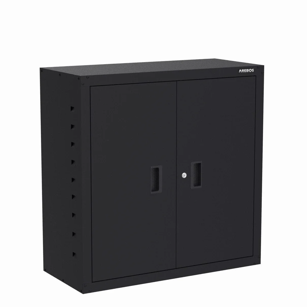 Arebos Armario de Oficina y Almacenamiento | 4 Estantes de Altura Ajustable | 90x90x40 cm | Negro