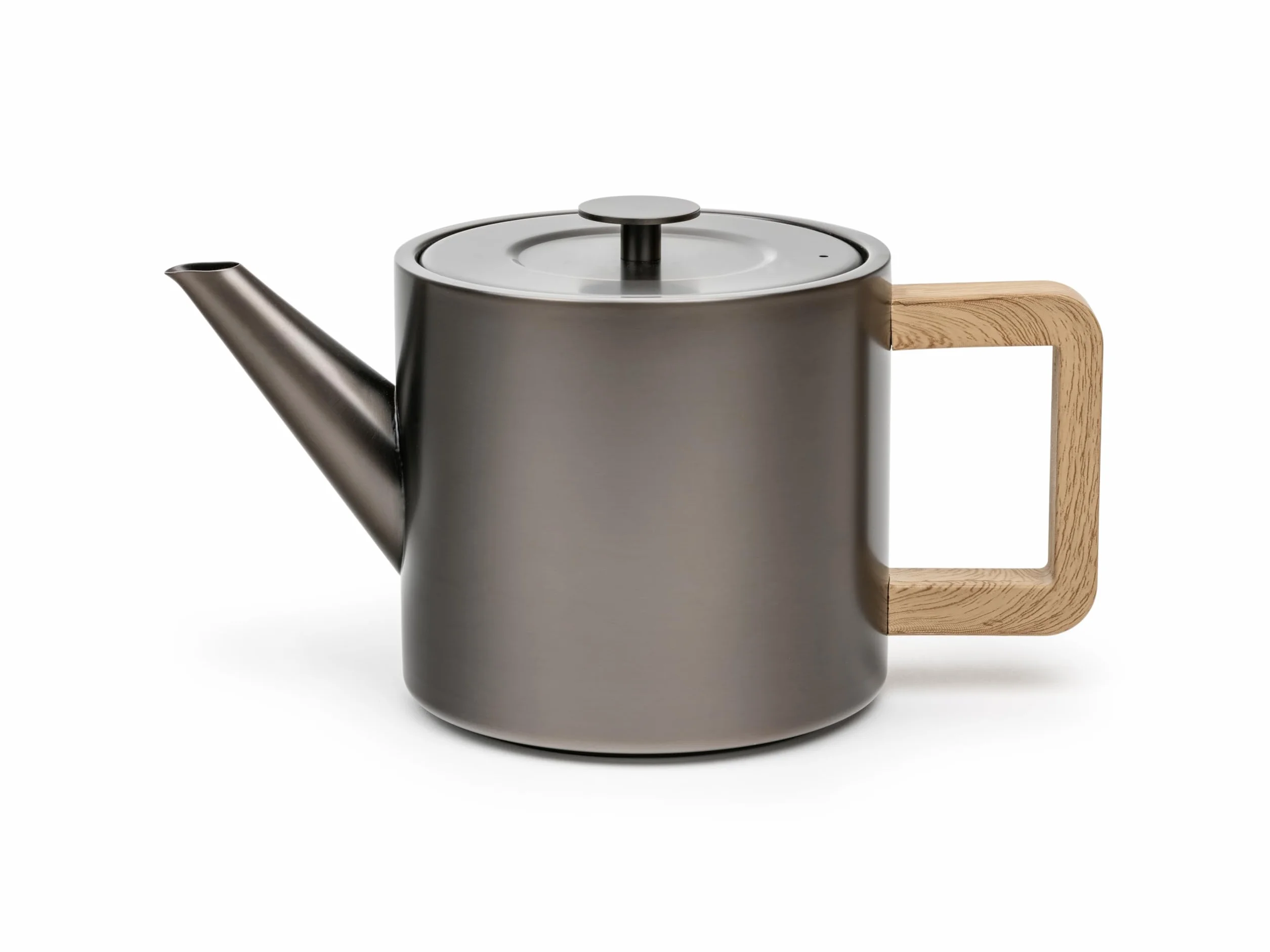 Bredemeijer Pequeña tetera de acero inoxidable de 1,1 litros, doble pared, color gris metalizado con filtro de té, para disfrutar del té durante más tiempo