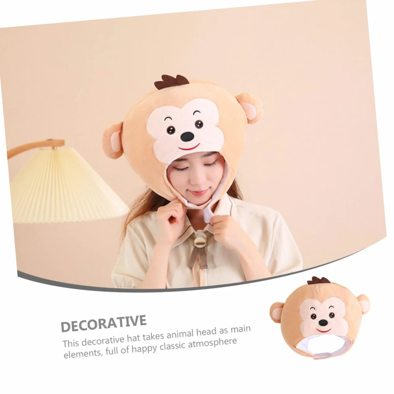 Cabilock Sombrero De Peluche Cabeza De Mono Accesorio Divertido Para Cosplay Fiesta y Disfraz Sombrero De Para Eventos De Fiesta