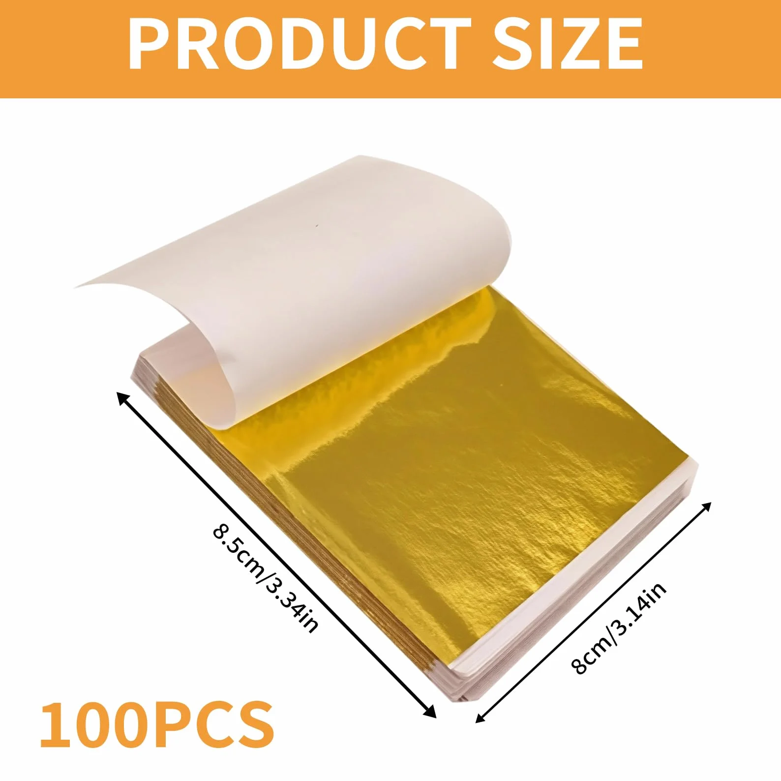 Hojas de oro imitación 8,5 x 8 cm 100 hojas para manualidades