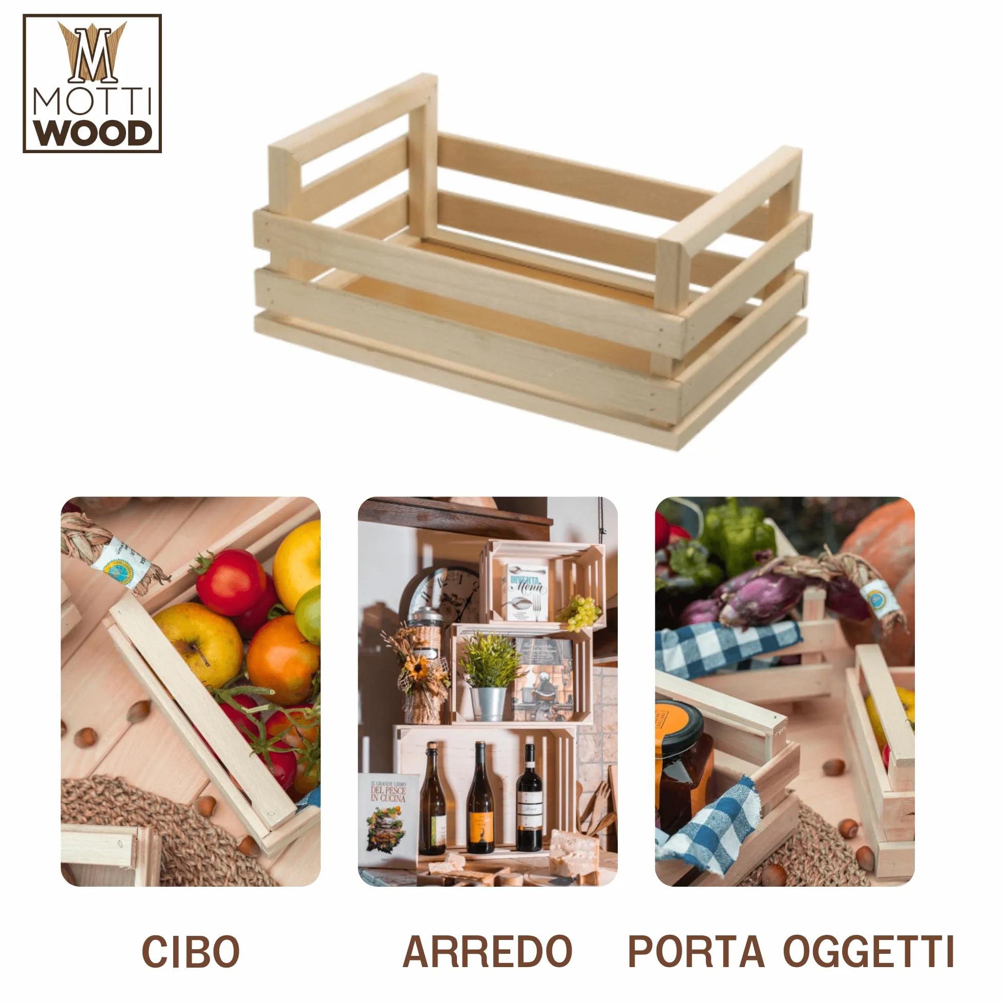 Juego de 5 cajas de madera multiusos, cestas portaobjetos, dimensiones: 27 x 19,5 x 12,5 cm, madera haya