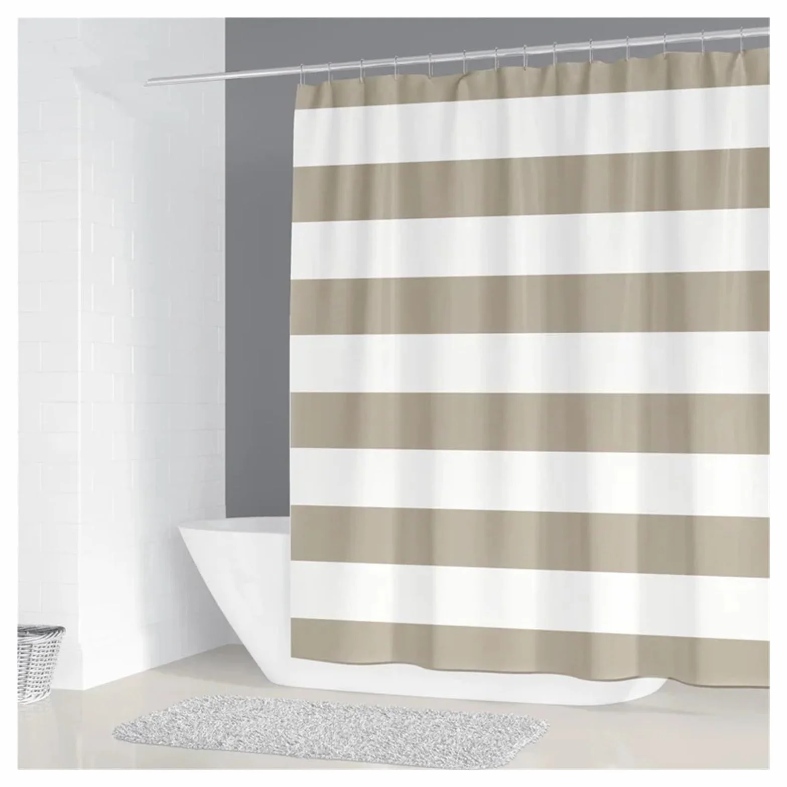 Cortina de ducha impermeable de 200 x 180 cm, diseño geométrico simple, poliéster, decoración del hogar, con 12 ganchos, cortinas de ducha para baño (color 150 x 180 cm)