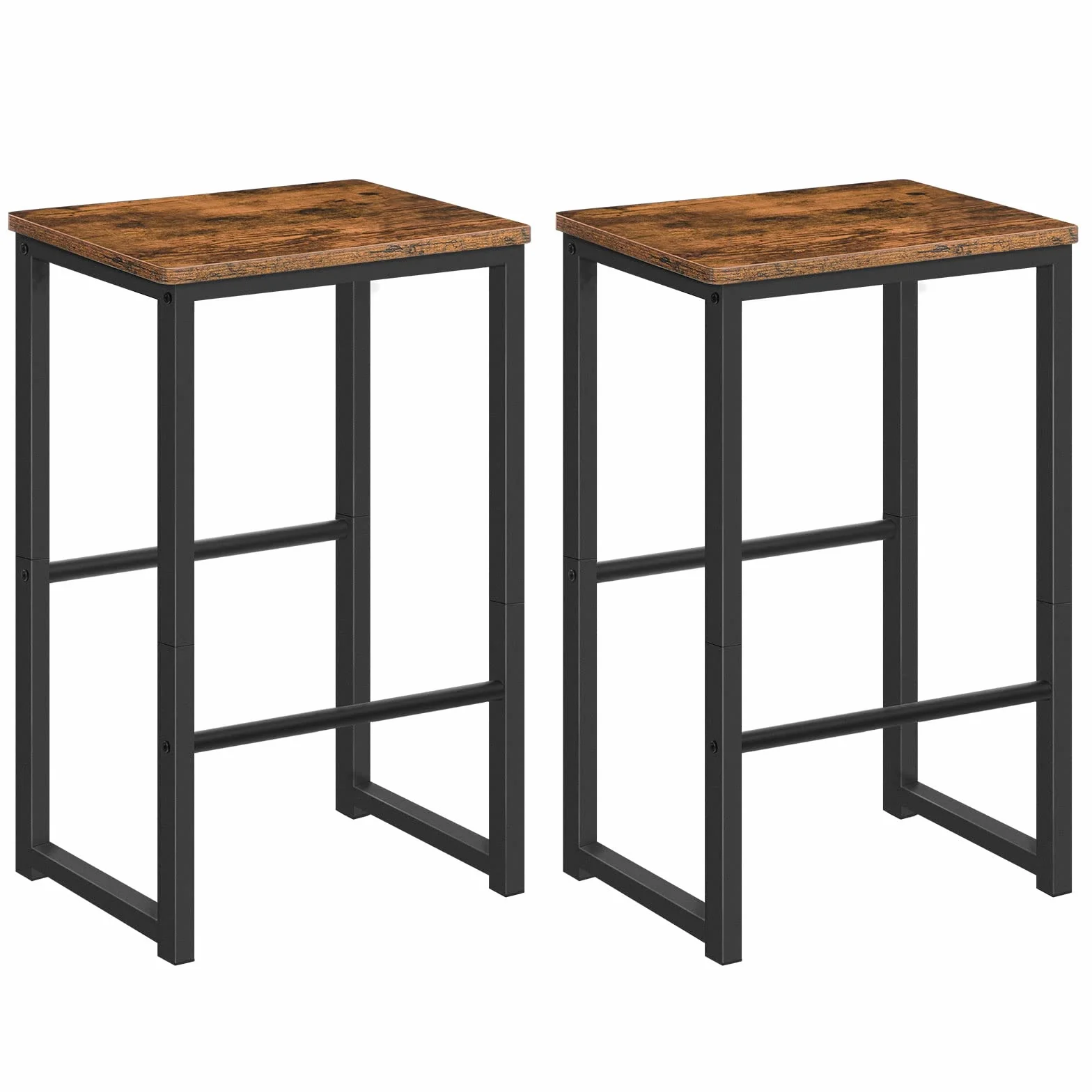 HOOBRO Taburete de Bar, Juego de Dos Taburetes de Bar, Taburetes de Cocina con Reposapiés de Diferente Altura, Estructura Metálica, Cantos Suaves, para Cocina, Comedor, Sala de Estar EBF34BY01
