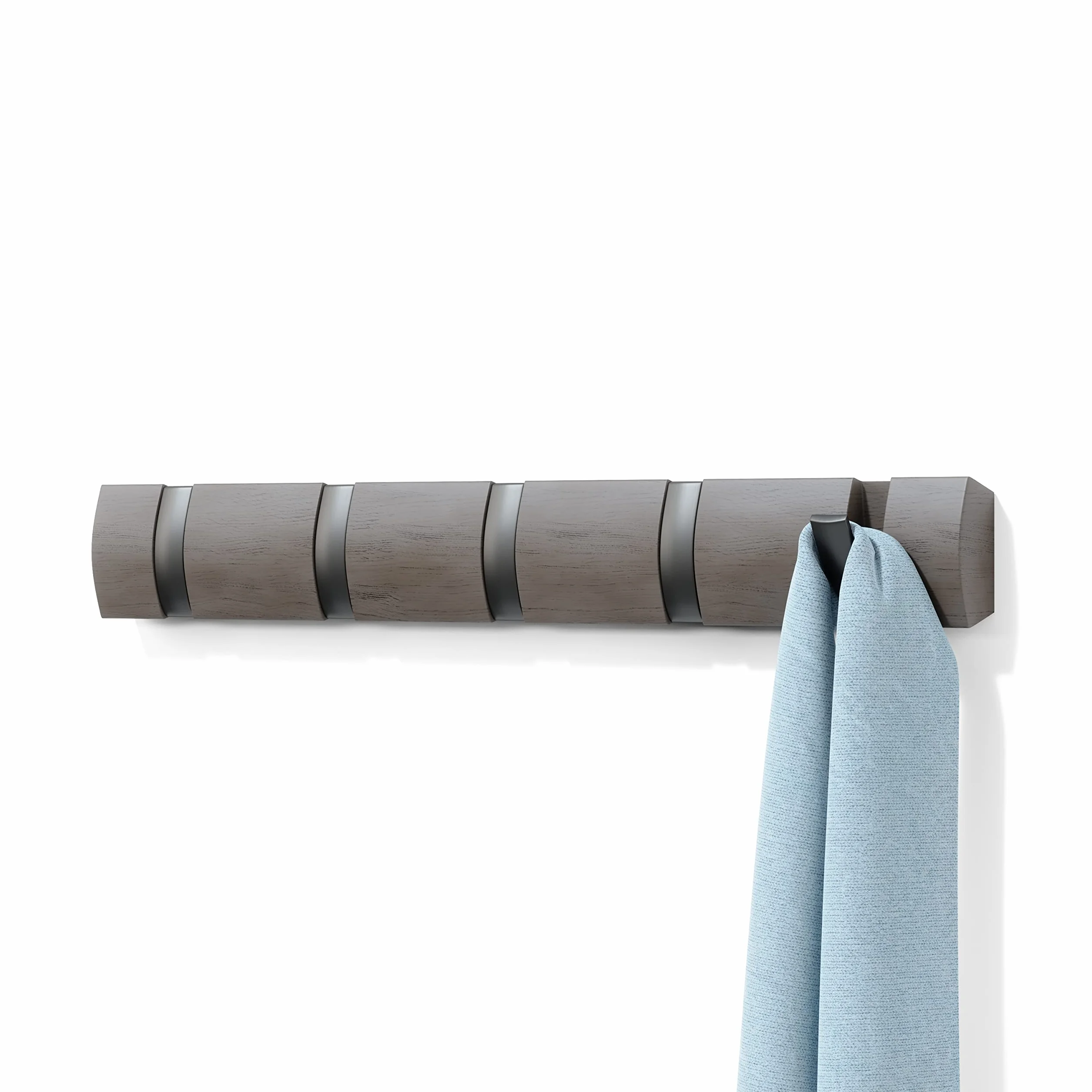 Umbra Flip Perchero de pared 5 ganchos extraíbles Álamo Gris Peltre
