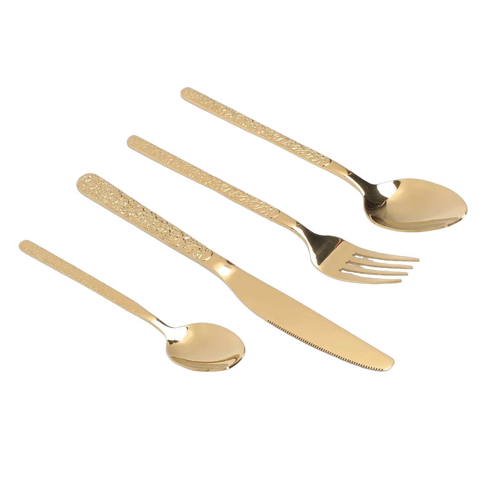 Generic Mantenimiento Fácil Determinado Elegante de los Cubiertos del Acero Inoxidable para el Banquete de Boda del Restaurante de 6 Personas (Patrón De Piedra Oro)
