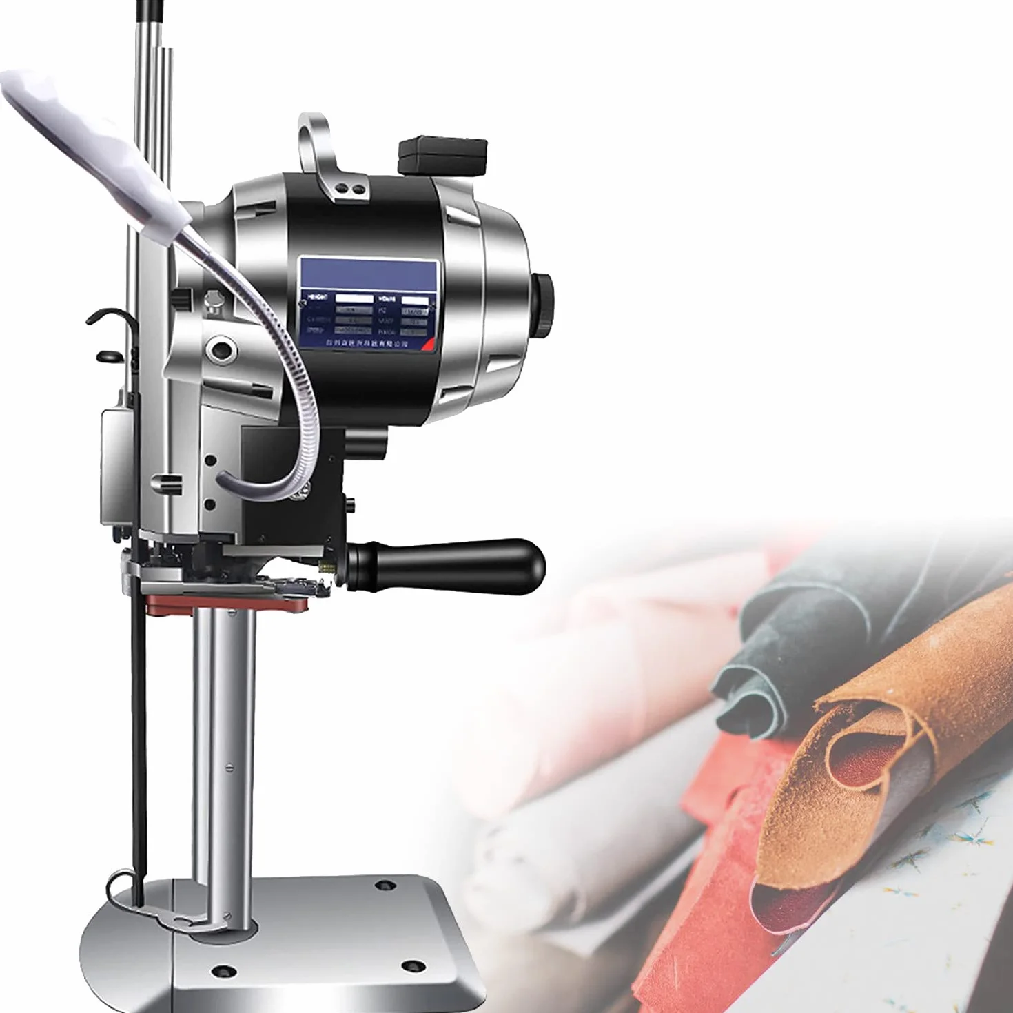 Cortadora de Tela Eléctrica Vertical con Cuchilla Recta - Máquina de Corte para Tela,Cuero y Papel,con Afilador Automático y Luz LED de Trabajo 12inches